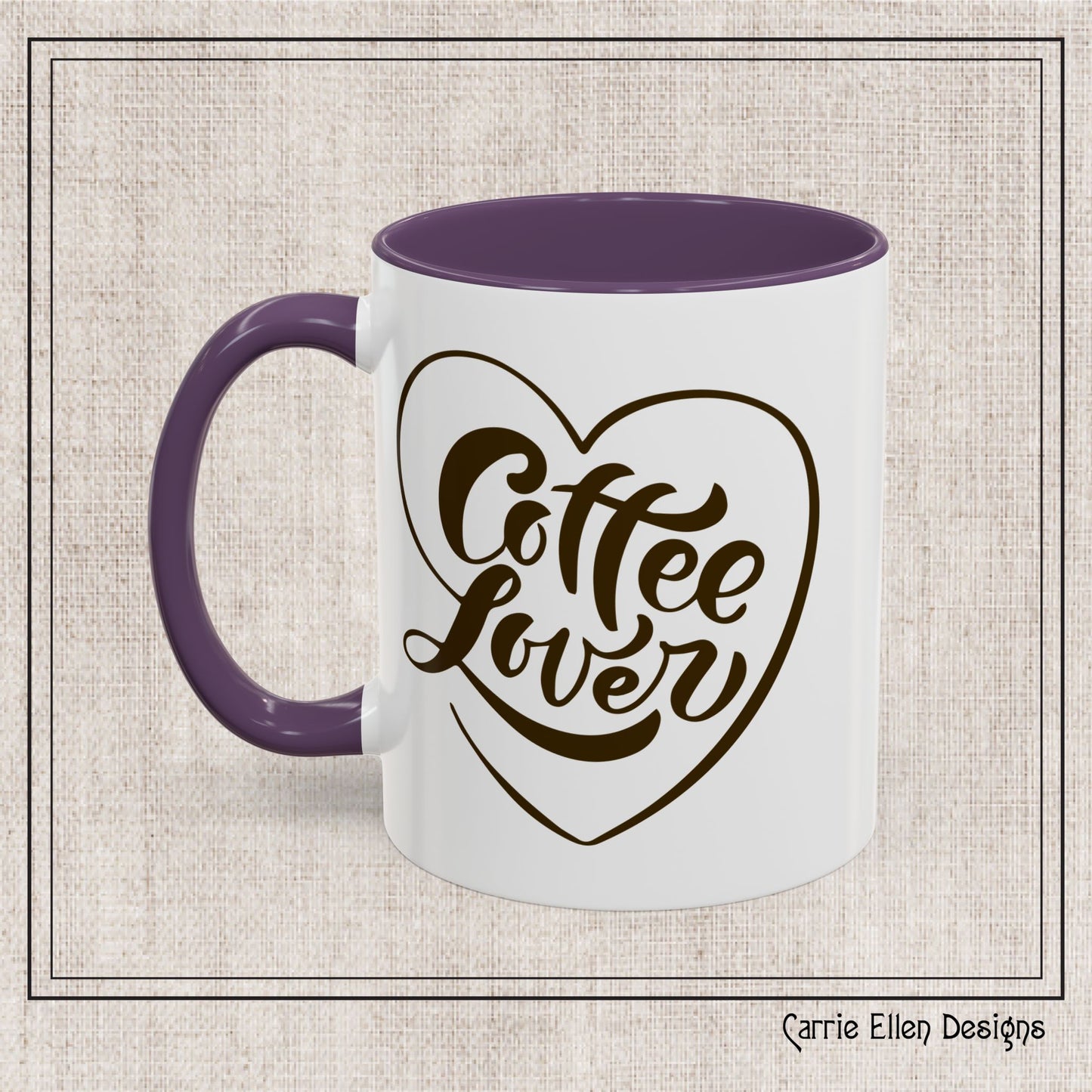 Coffee Lover Color Accent Ceramic Mug – Cute Printed Coffee Gift for Coffeeholics, Baristas, and Caffeine Addicts (P-6061)