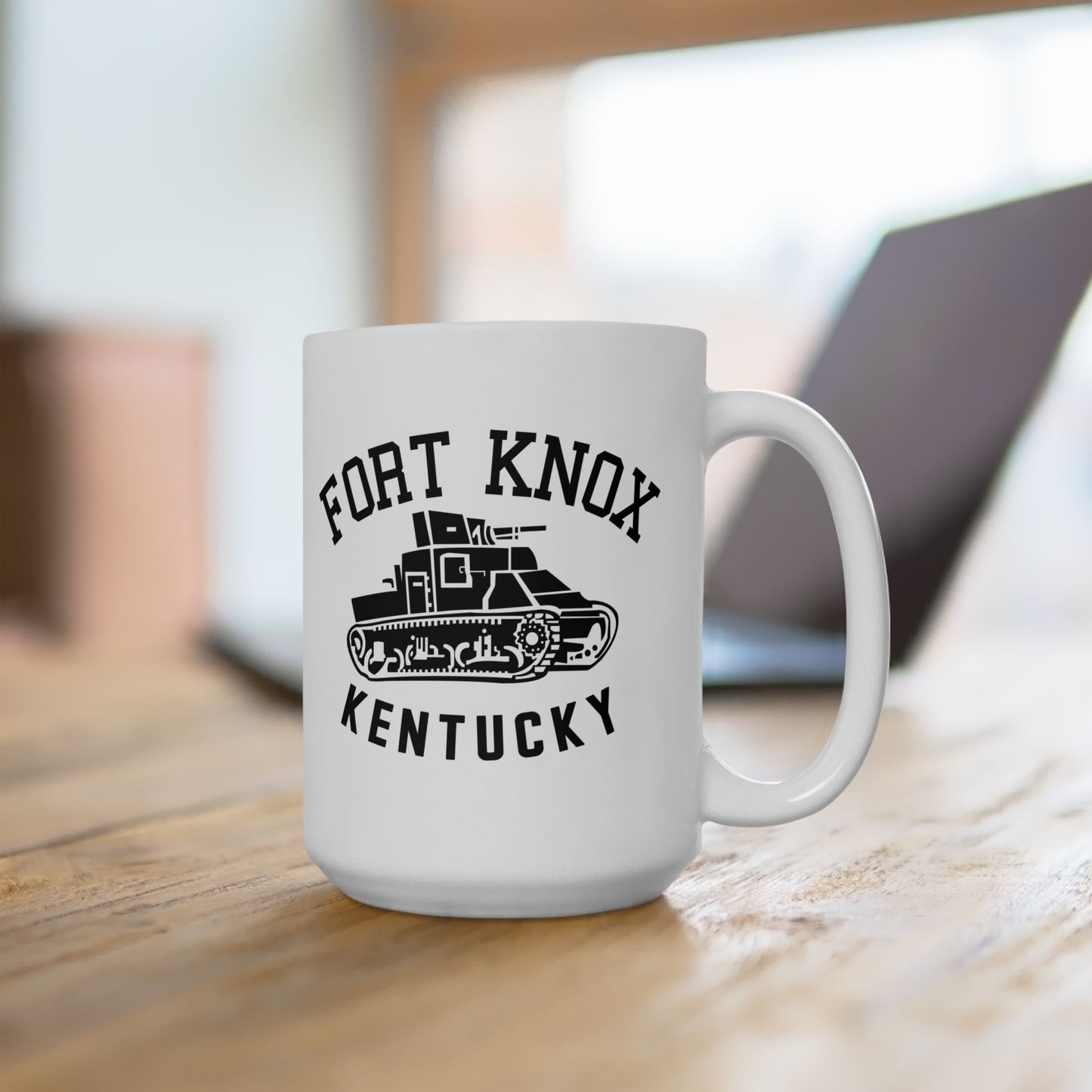 Fort Knox Kentucky Army Tank Ceramic Mug – Vintage WWII U.S. Army Graphic Reproduction – 11oz & 15oz Sizes (P-6048)