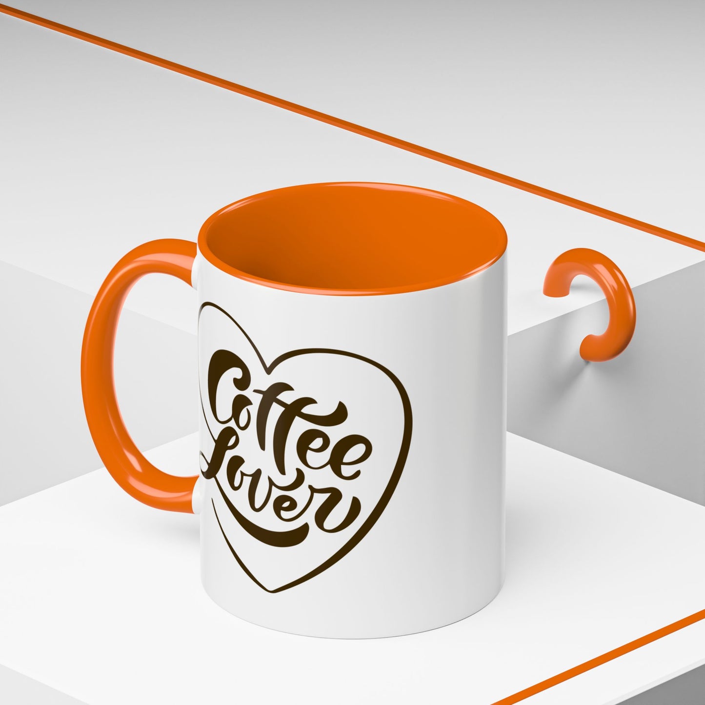 Coffee Lover Color Accent Ceramic Mug – Cute Printed Coffee Gift for Coffeeholics, Baristas, and Caffeine Addicts (P-6061)
