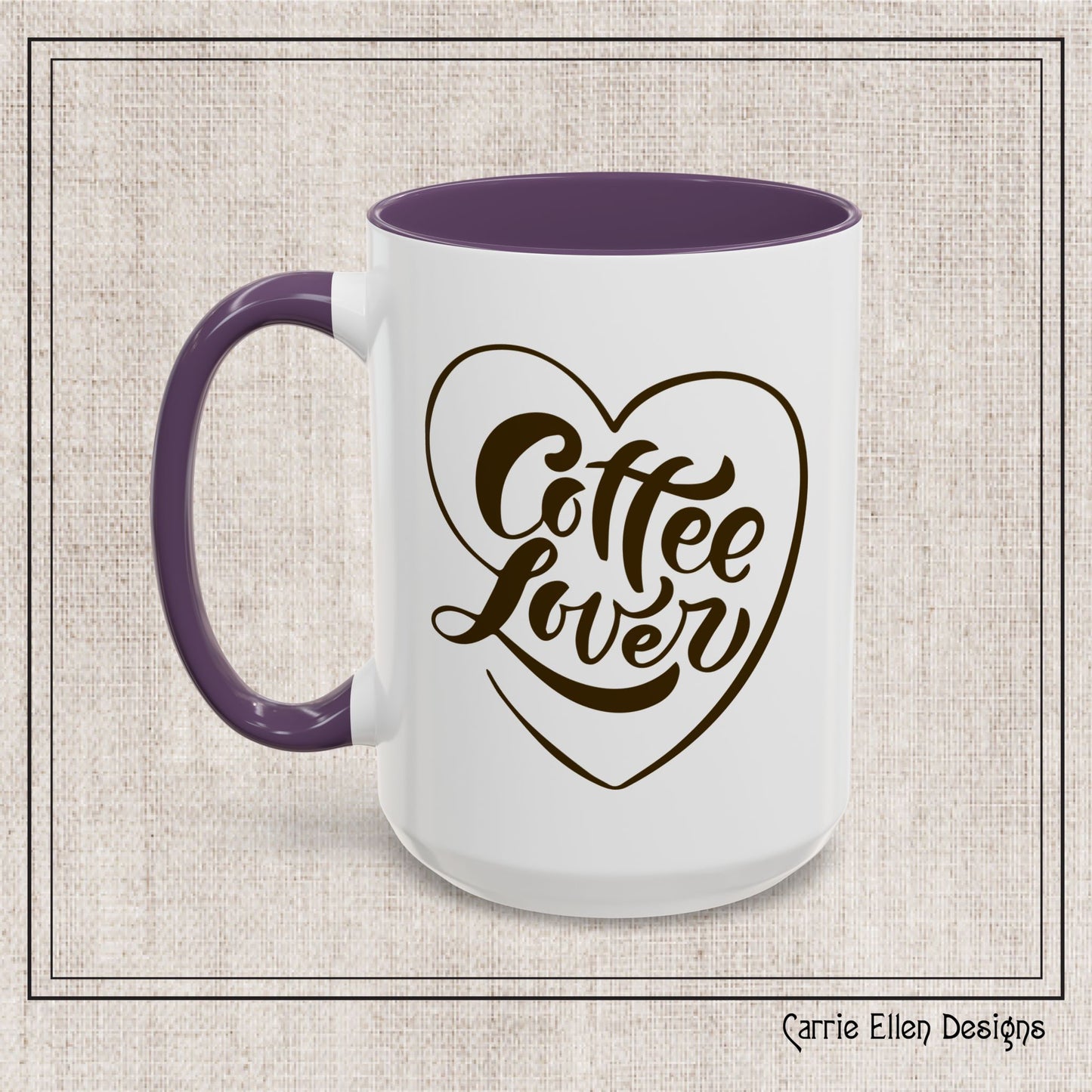 Coffee Lover Color Accent Ceramic Mug – Cute Printed Coffee Gift for Coffeeholics, Baristas, and Caffeine Addicts (P-6061)