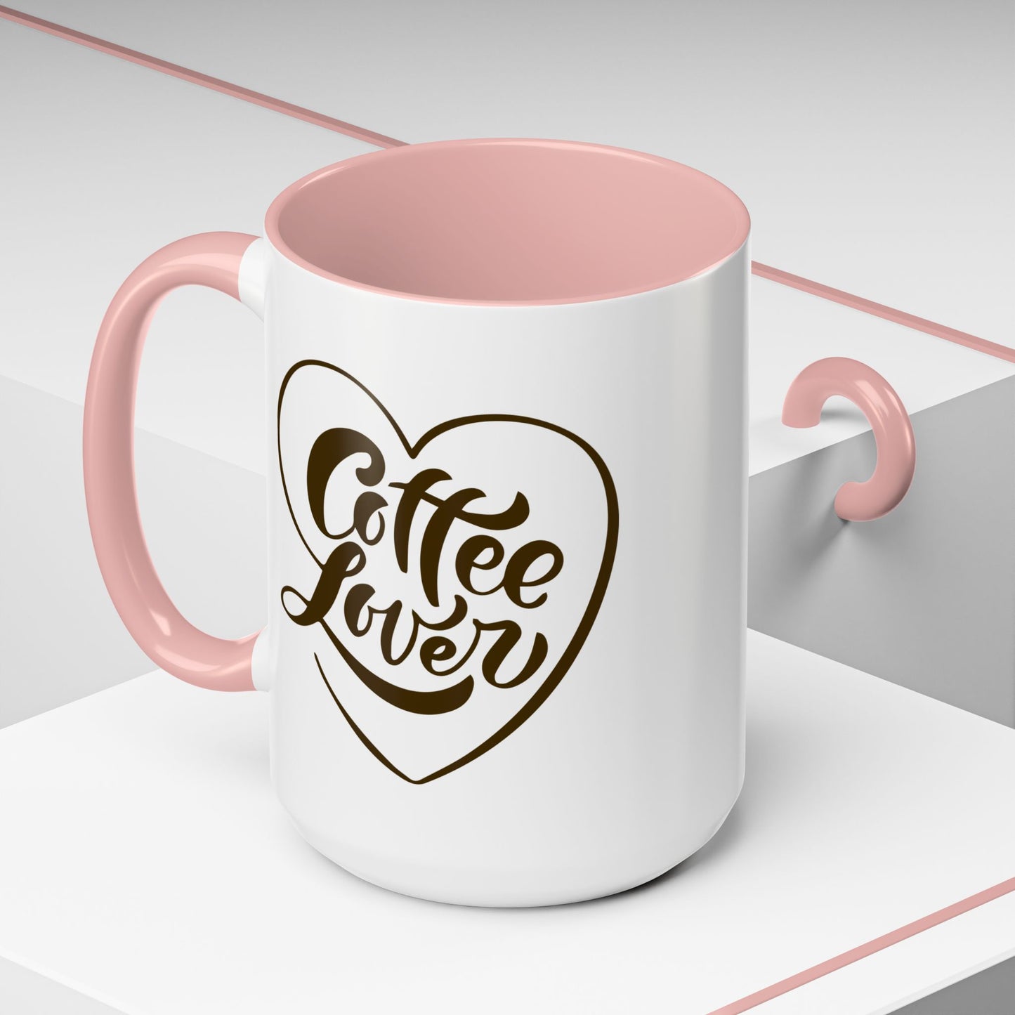 Coffee Lover Color Accent Ceramic Mug – Cute Printed Coffee Gift for Coffeeholics, Baristas, and Caffeine Addicts (P-6061)