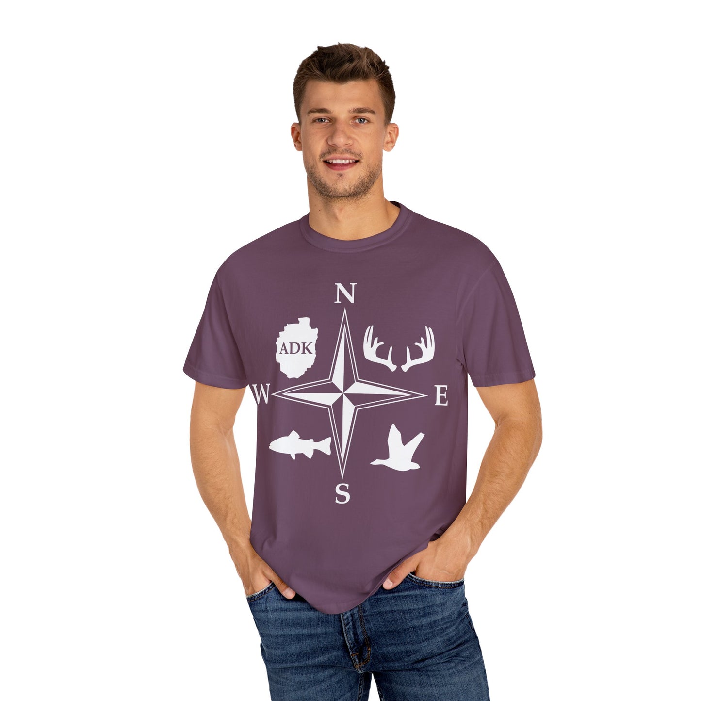 Adirondack Adventurers Compass Comfort Colors Short Sleeve Unisex T-Shirt - ADK Hunters Compass (P6027)