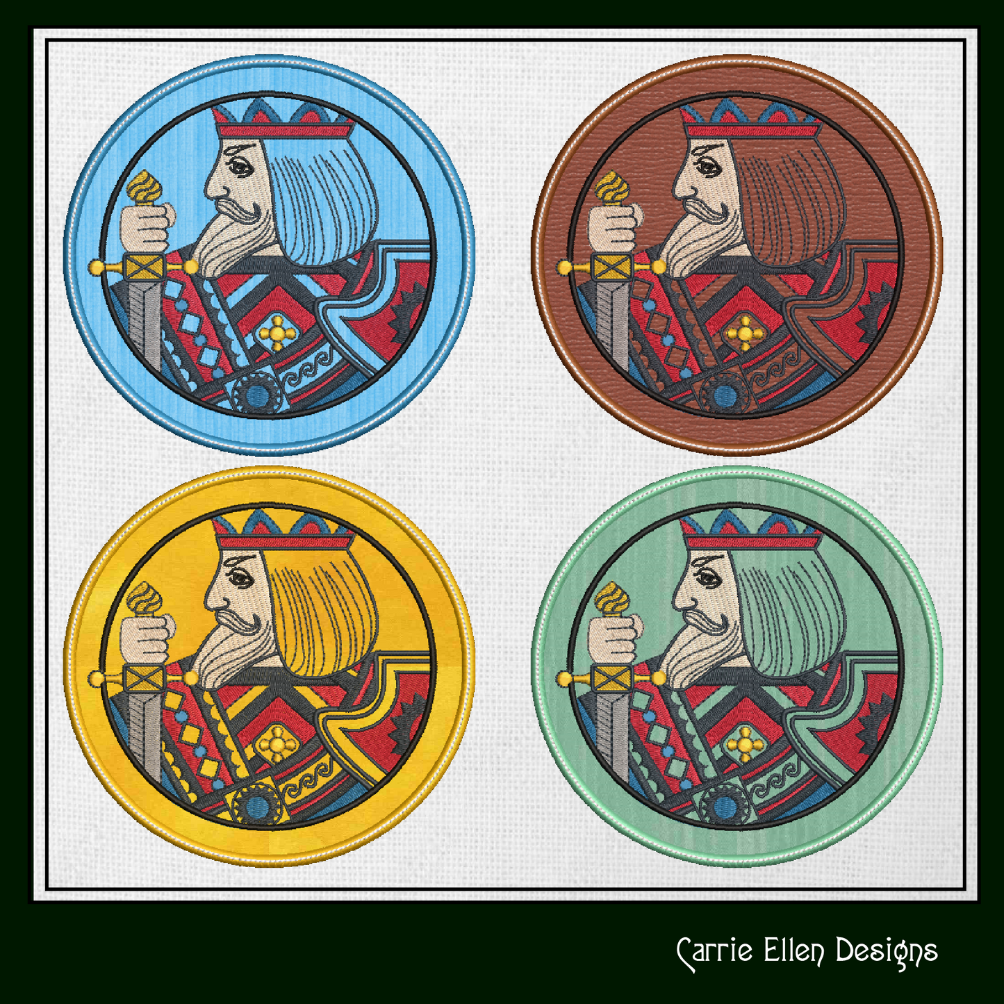 King Face Card ITH Jar Opener Machine Embroidery Design, Lid Gripper, In The Hoop Embroidery Projects (1414)