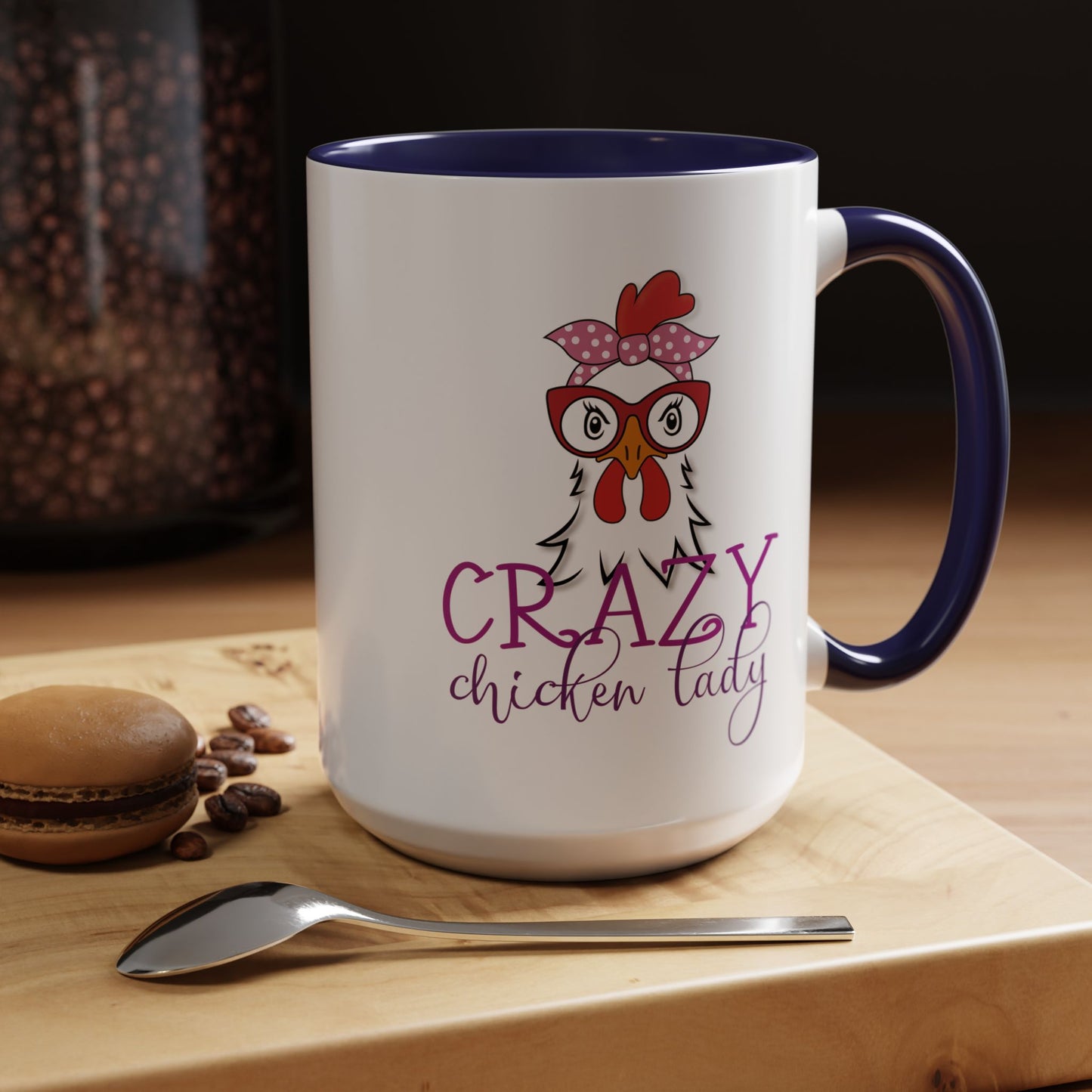 Crazy Chicken Lady Accent Coffee Mug | Funny Gift for Chicken Lovers, Farmhouse Décor | 11oz & 15oz (P-6077)