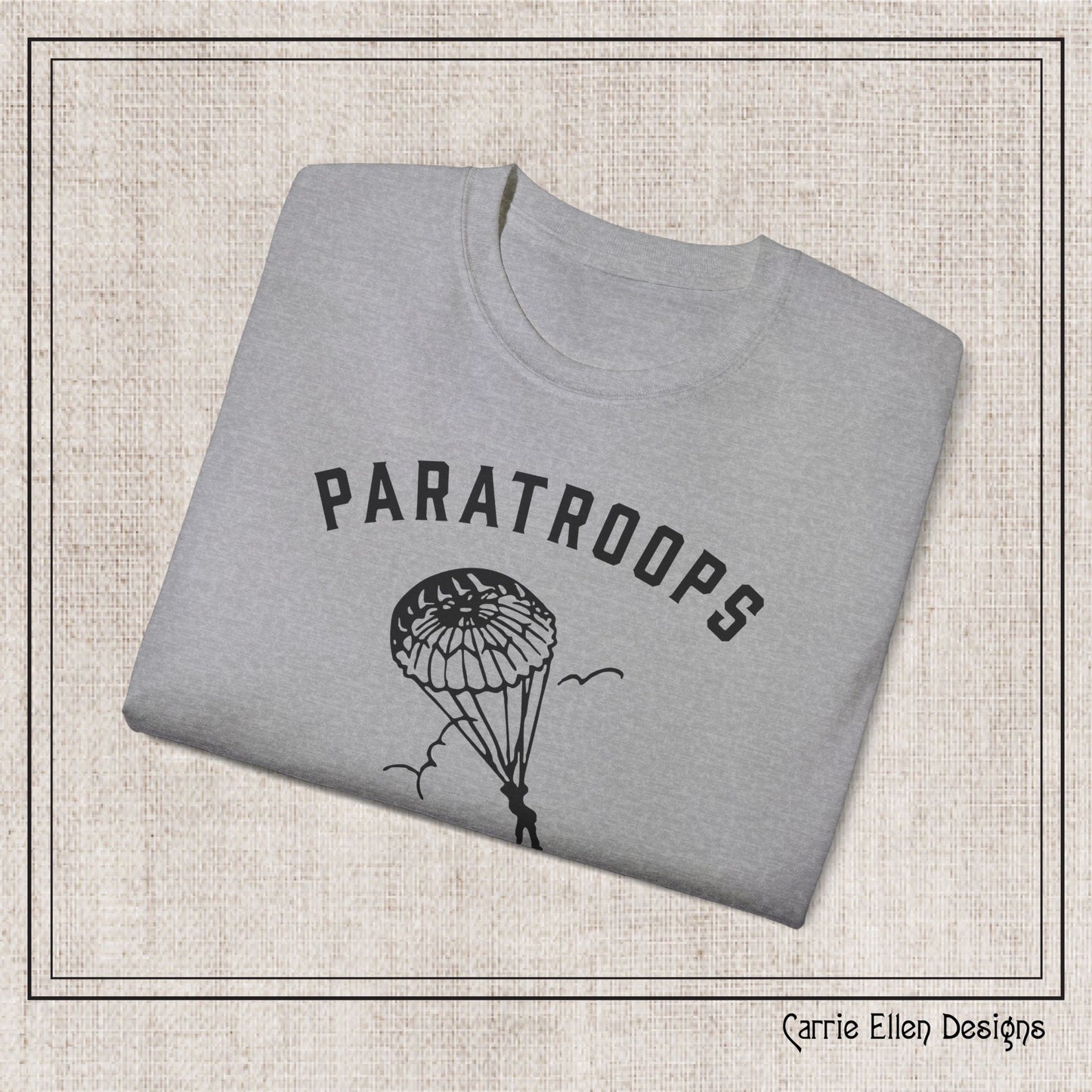 Camp Mackall Paratroops Short Sleeve T-Shirt – Vintage WWII Military Camp Design – Heavyweight 100% Cotton Tee (P-6032)