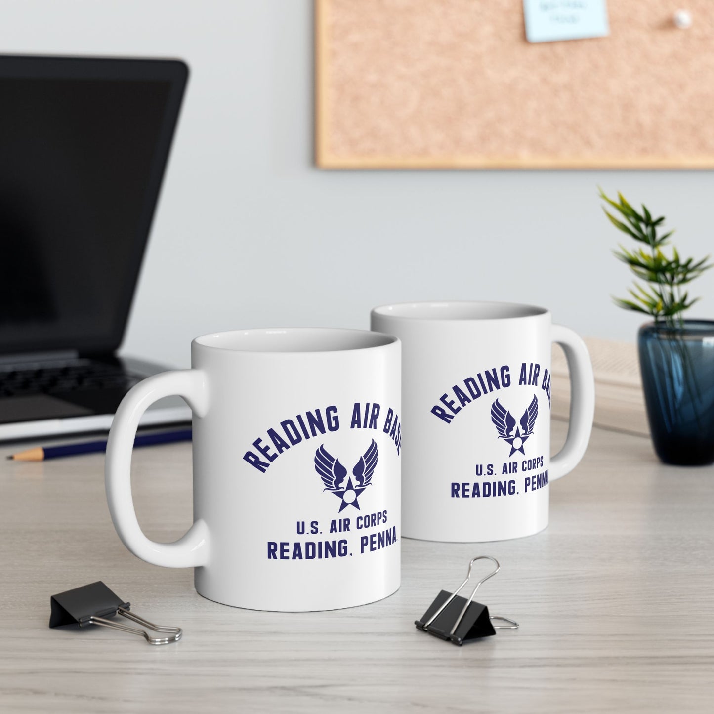 Reading Air Base Ceramic Mug, Vintage WWII Military Camp Design – 11oz & 15oz Sizes (P-6038)