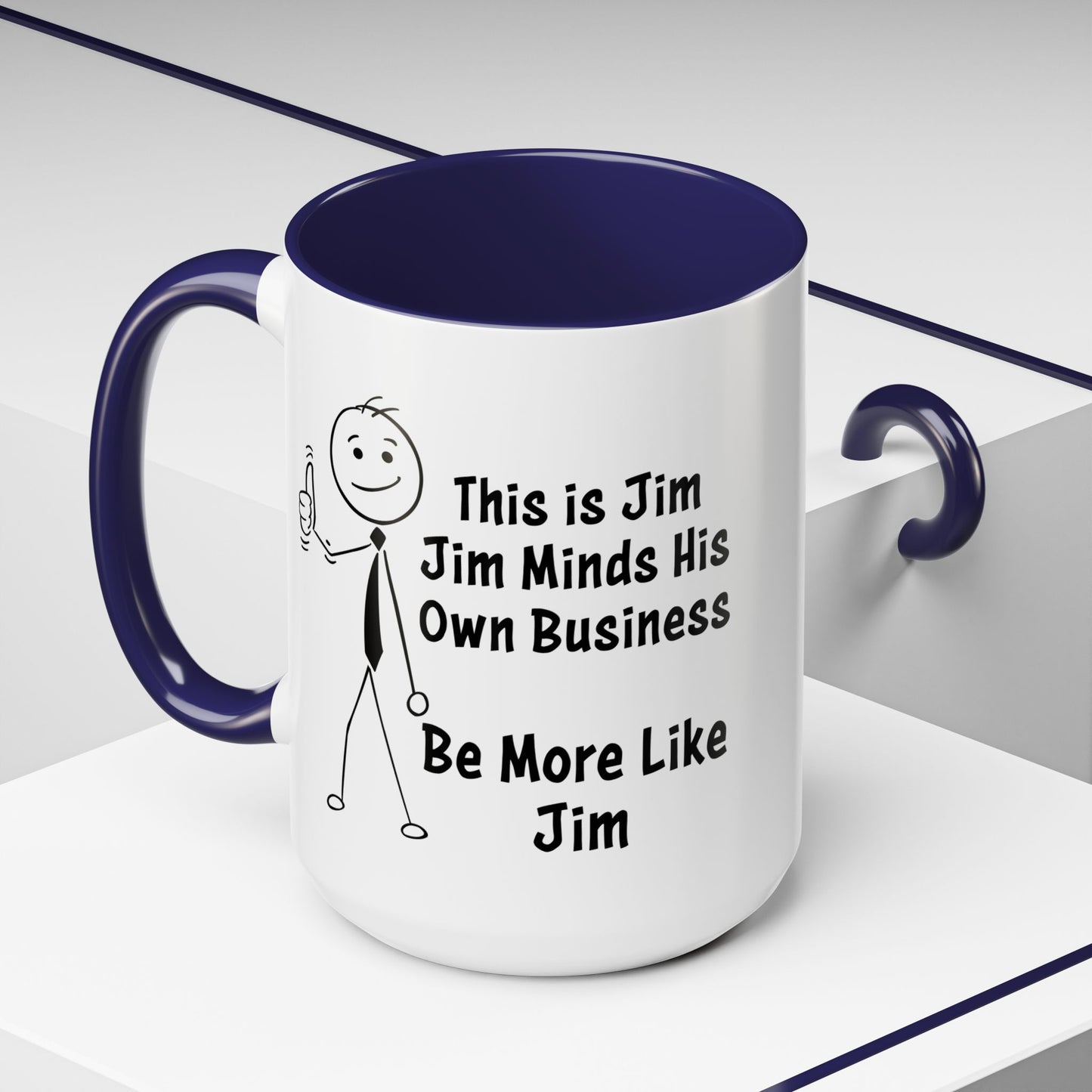 Funny Stick Figure "This is Jim" Accent Color Ceramic Mug | Snarky Humor Coffee Mug, Perfect for Home or Office Decor (P-6050)