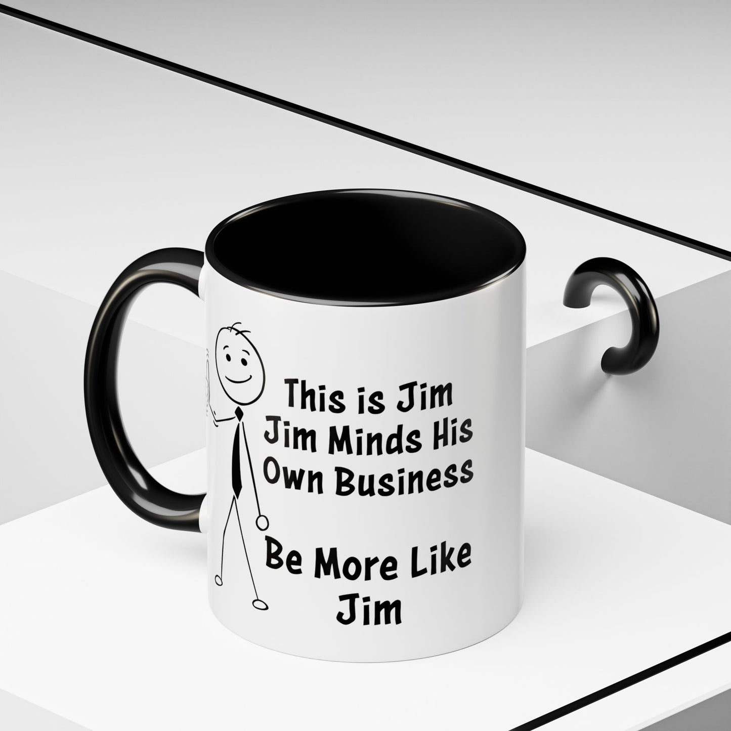 Funny Stick Figure "This is Jim" Accent Color Ceramic Mug | Snarky Humor Coffee Mug, Perfect for Home or Office Decor (P-6050)