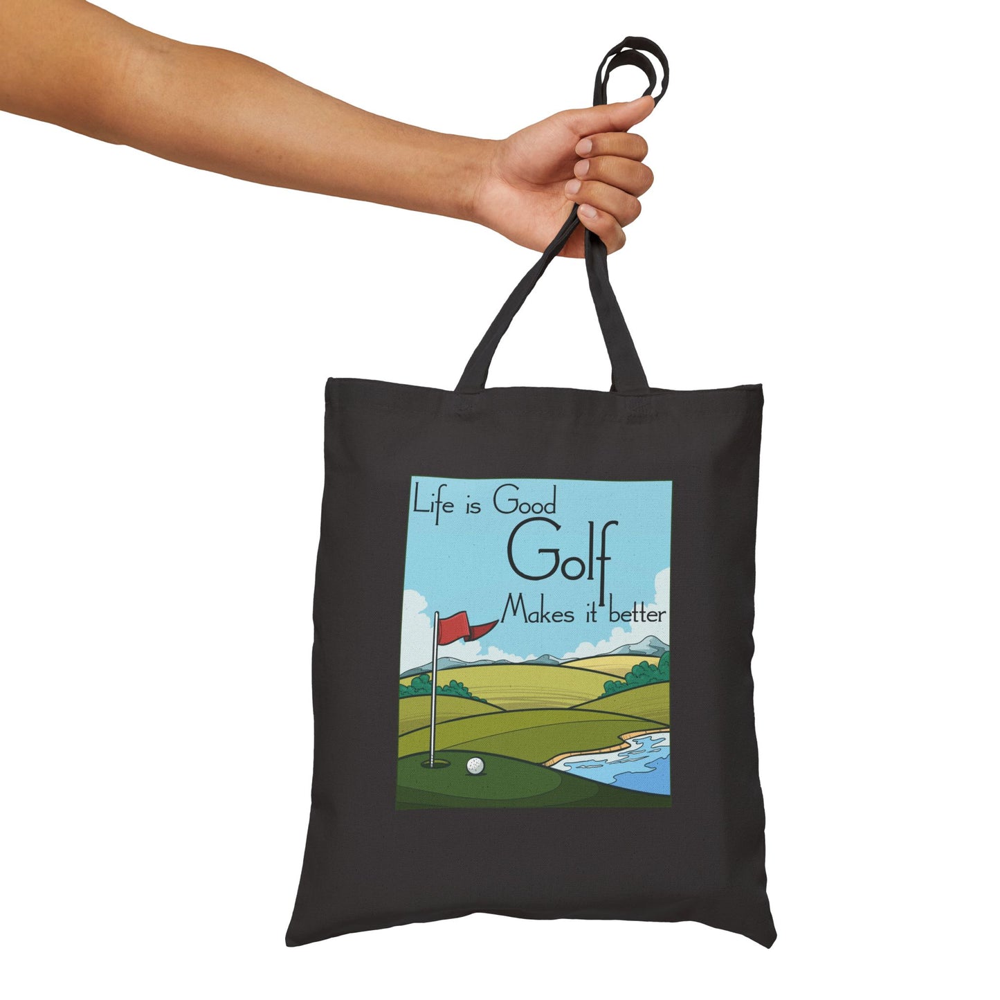 Life is Good, Golf Makes it Better Cotton Canvas Tote Bag – Eco-Friendly Reusable Golf Tote, Perfect Gift for Golf Lovers