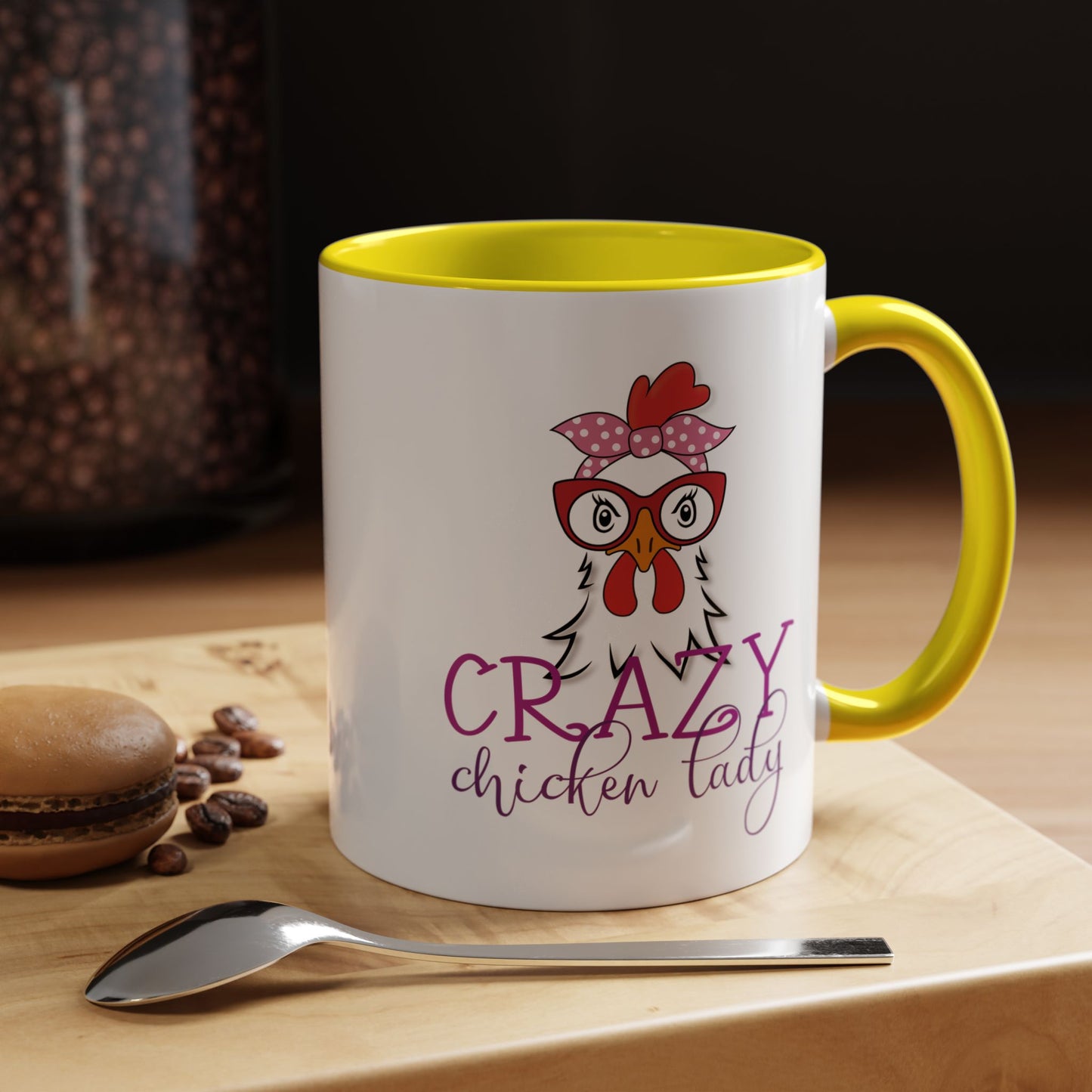 Crazy Chicken Lady Accent Coffee Mug | Funny Gift for Chicken Lovers, Farmhouse Décor | 11oz & 15oz (P-6077)