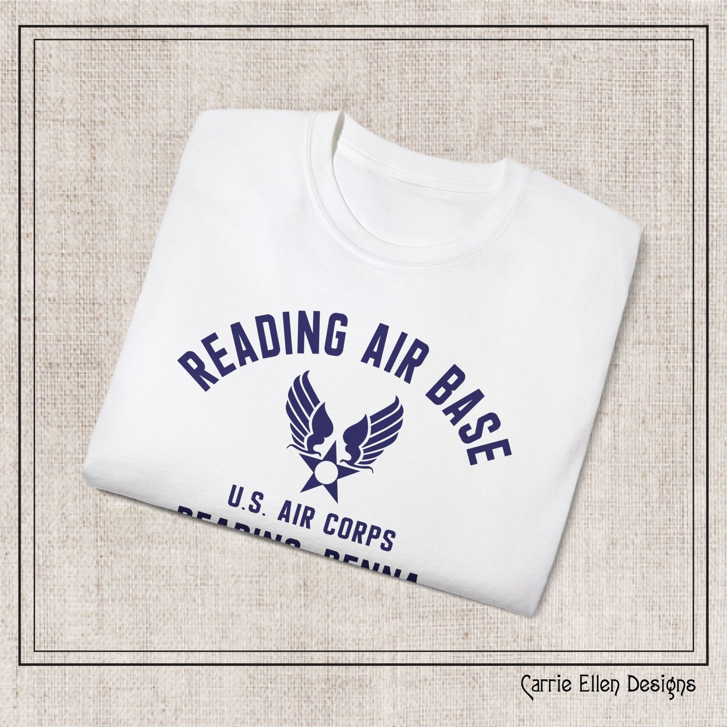 Reading Air Base Short Sleeve Cotton T-Shirt, Vintage WWII Military Design – Heavyweight 100% Cotton Tee (P-6037)