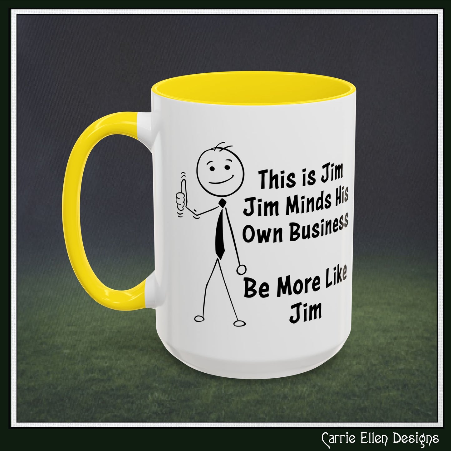 Funny Stick Figure "This is Jim" Accent Color Ceramic Mug | Snarky Humor Coffee Mug, Perfect for Home or Office Decor (P-6050)