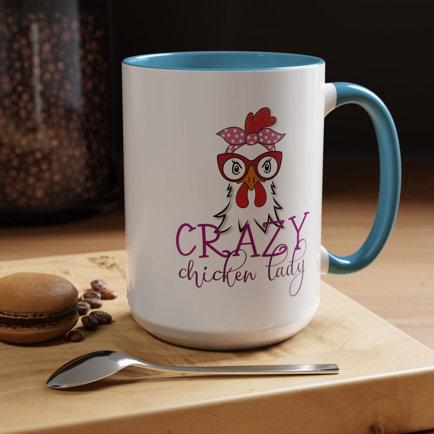 Crazy Chicken Lady Accent Coffee Mug | Funny Gift for Chicken Lovers, Farmhouse Décor | 11oz & 15oz (P-6077)