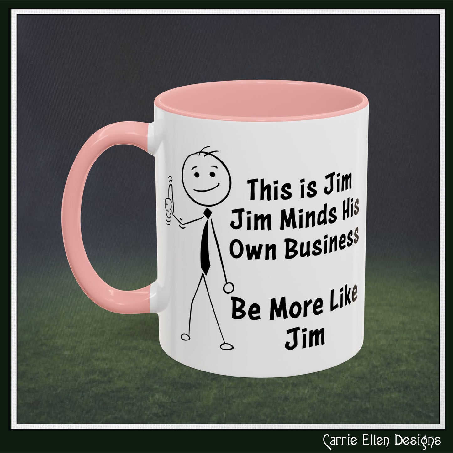 Funny Stick Figure "This is Jim" Accent Color Ceramic Mug | Snarky Humor Coffee Mug, Perfect for Home or Office Decor (P-6050)