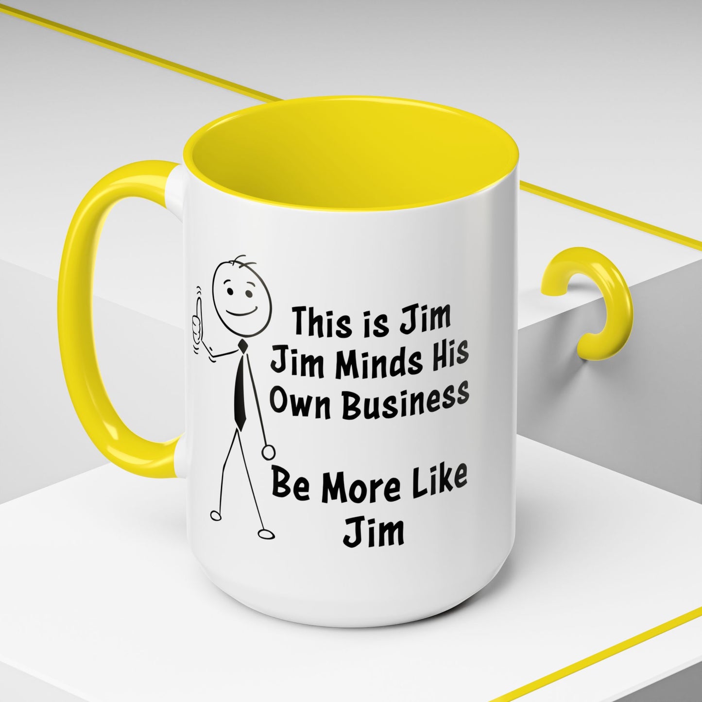 Funny Stick Figure "This is Jim" Accent Color Ceramic Mug | Snarky Humor Coffee Mug, Perfect for Home or Office Decor (P-6050)