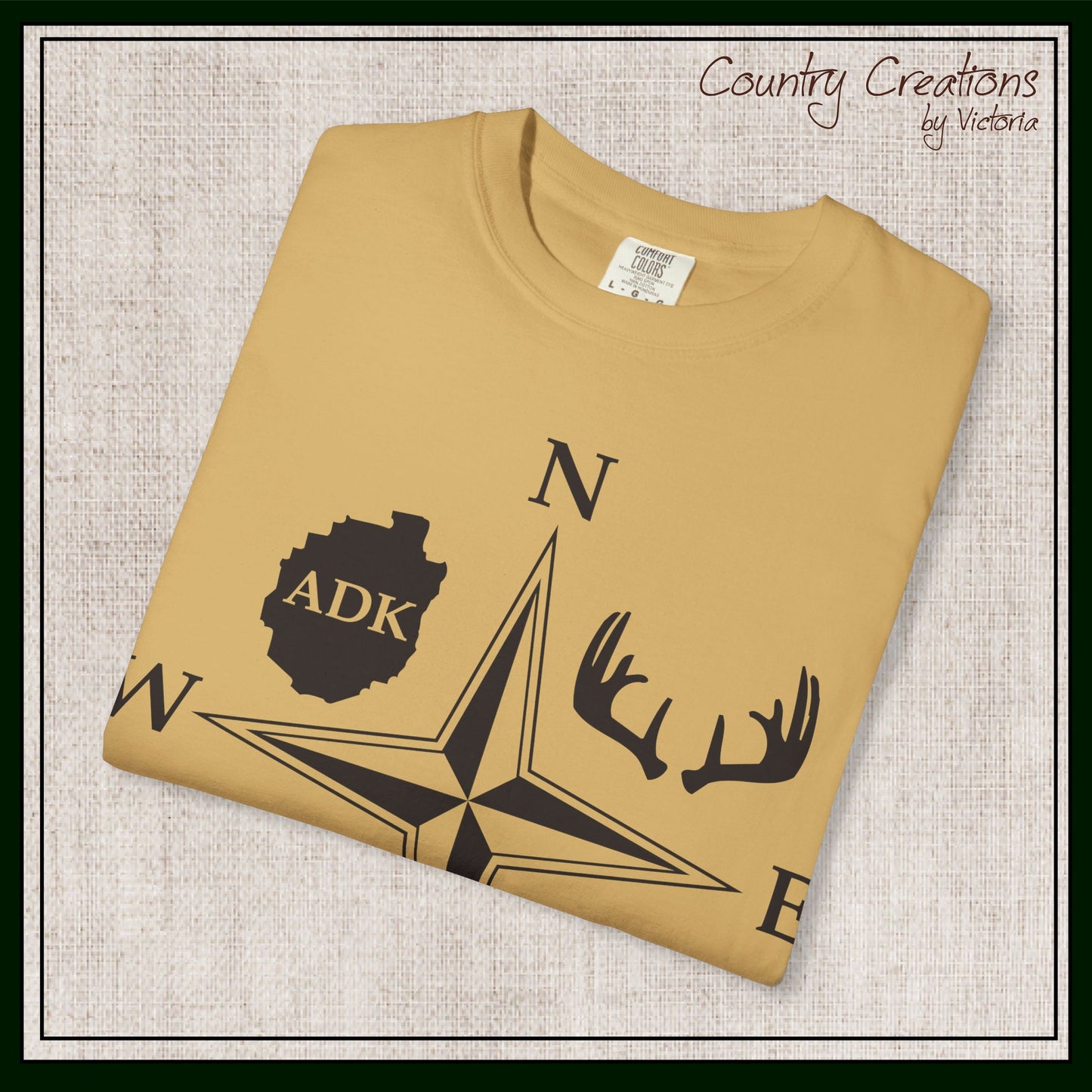 Adirondack Adventurers Compass Comfort Colors Short Sleeve Unisex T-Shirt - ADK Hunters Compass (P6027)