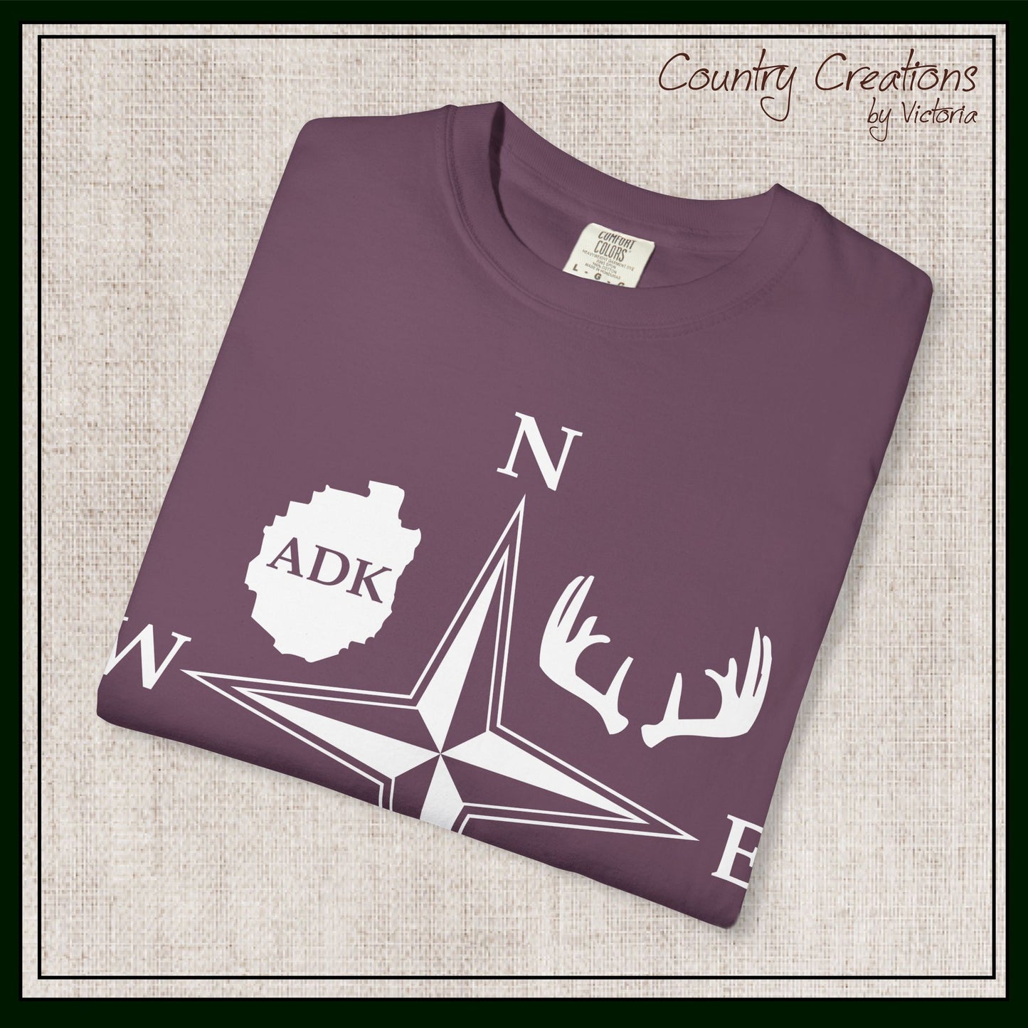 Adirondack Adventurers Compass Comfort Colors Short Sleeve Unisex T-Shirt - ADK Hunters Compass (P6027)
