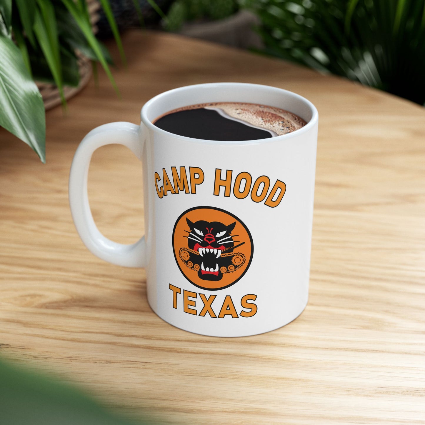 Camp Hood Tank Destroyer Battalion Ceramic Mug, Vintage WWII Military Camp Design – 11oz & 15oz Sizes (P-6036)