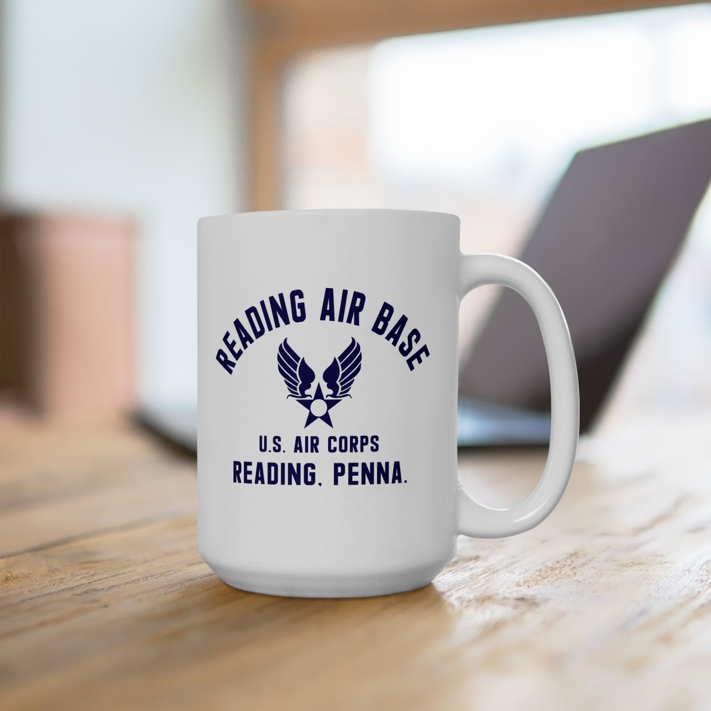 Reading Air Base Ceramic Mug, Vintage WWII Military Camp Design – 11oz & 15oz Sizes (P-6038)