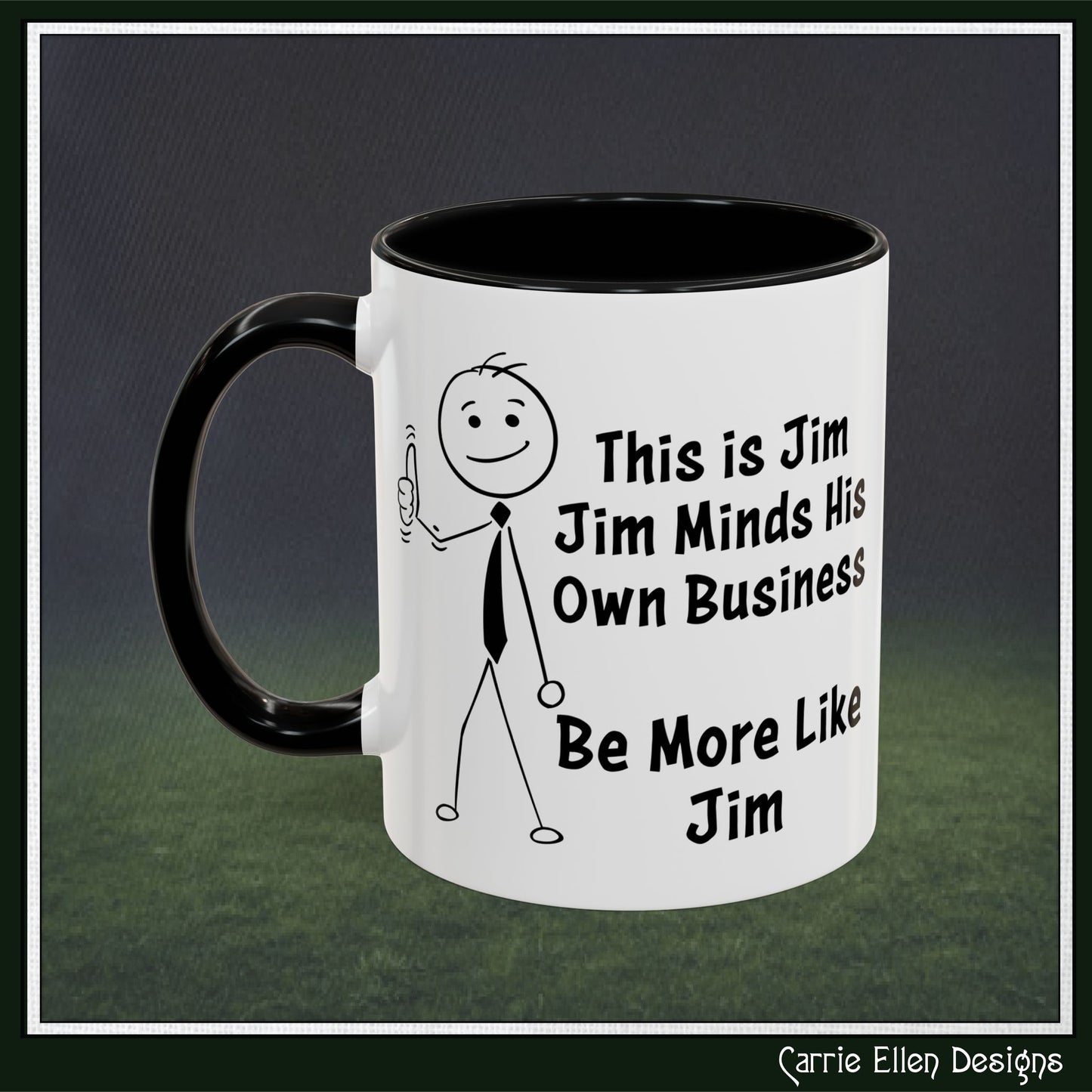 Funny Stick Figure "This is Jim" Accent Color Ceramic Mug | Snarky Humor Coffee Mug, Perfect for Home or Office Decor (P-6050)