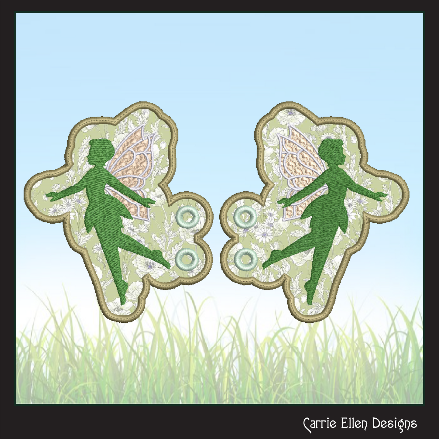 Flying Winged Fairy Shoe Wing Machine Embroidery Design – In The Hoop Fairy Wings for Shoes and Boots – 4x4 & 5x7 Hoop Sizes (1506)