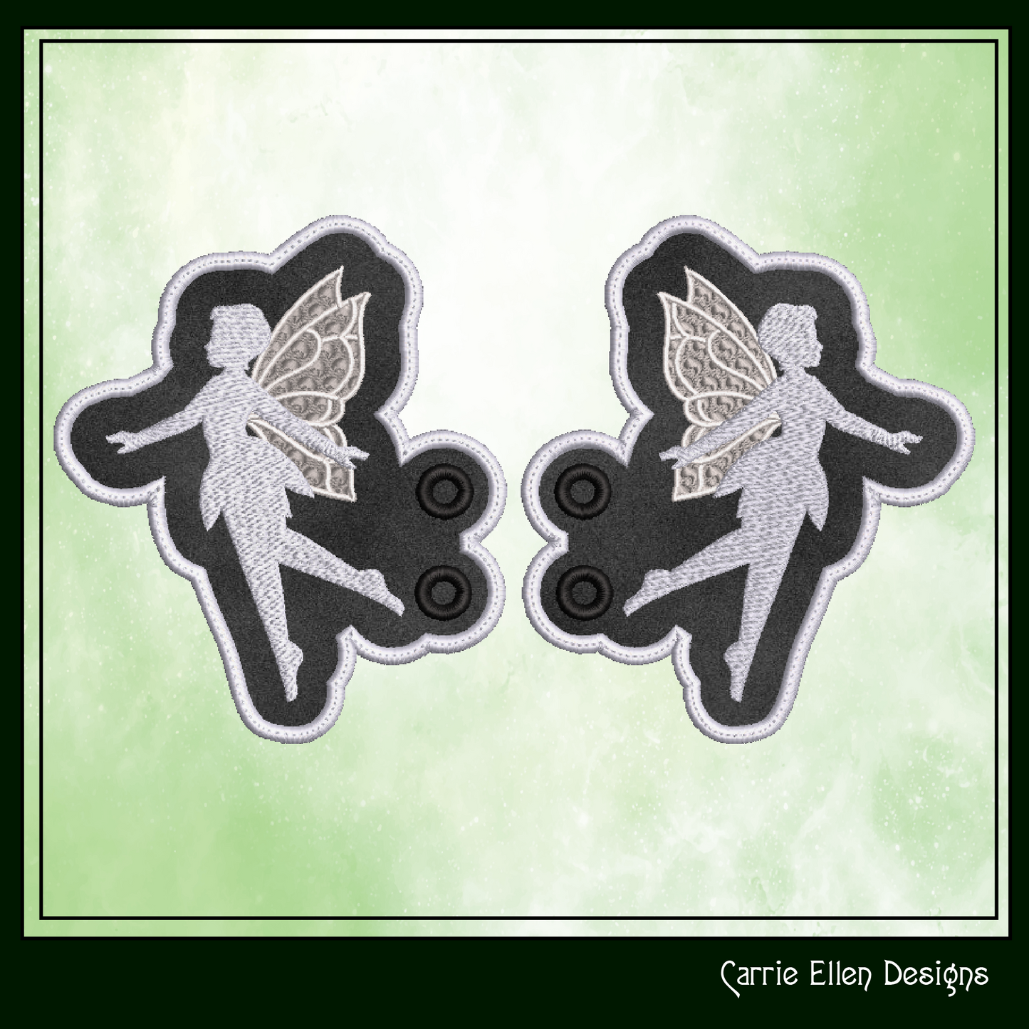 Flying Winged Fairy Shoe Wing Machine Embroidery Design – In The Hoop Fairy Wings for Shoes and Boots – 4x4 & 5x7 Hoop Sizes (1506)