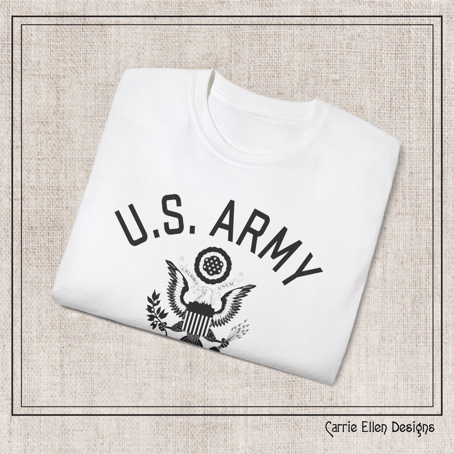 US Army Fort Bragg Eagle Emblem T-Shirt – Vintage WWII U.S. Army Reproduction Unisex Ultra Cotton Tee (P-6039)