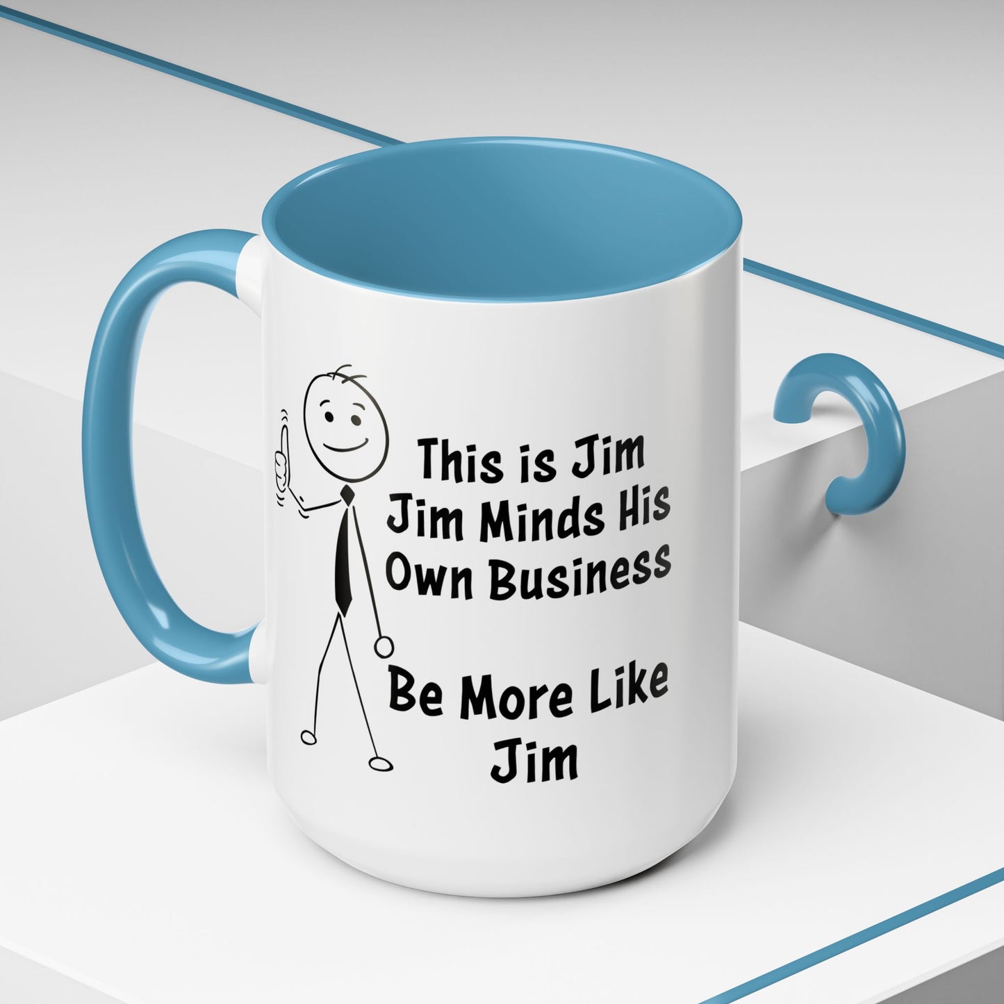 Funny Stick Figure "This is Jim" Accent Color Ceramic Mug | Snarky Humor Coffee Mug, Perfect for Home or Office Decor (P-6050)