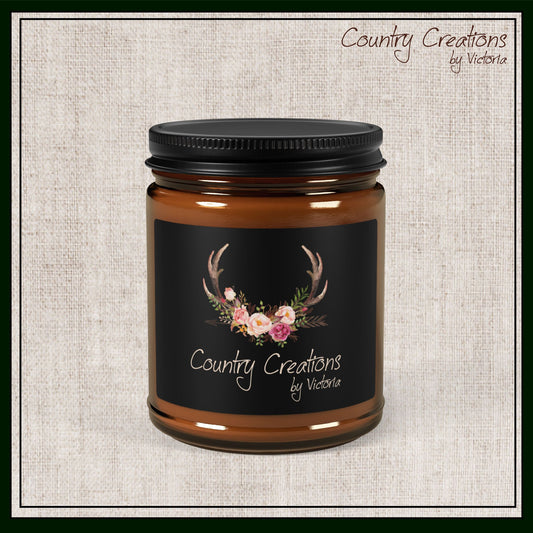 Country Creations Rustic Floral Scented Soy Candle | Home Decor, Relaxation Candle, Wedding Favors, Cozy Ambiance (P-6063)