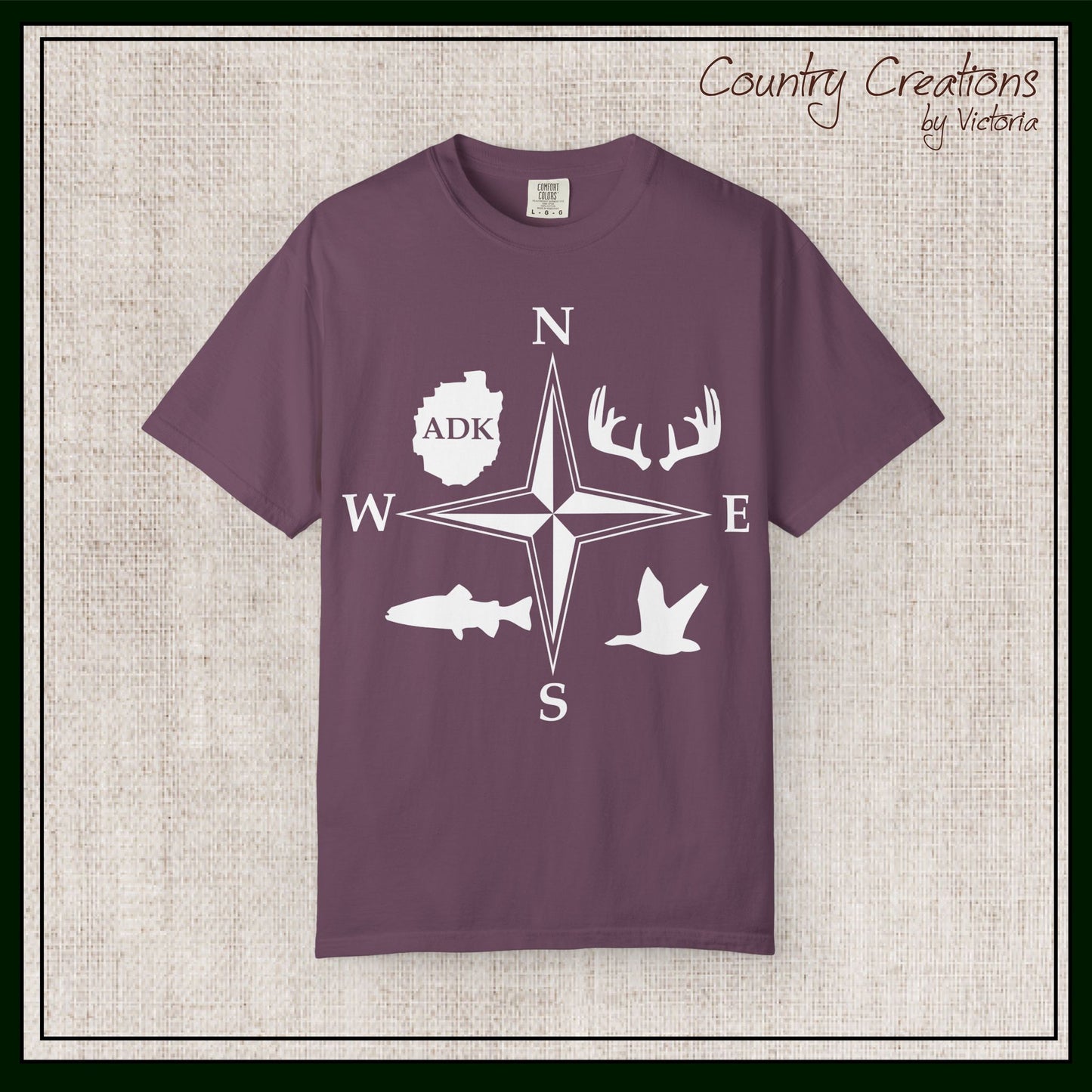 Adirondack Adventurers Compass Comfort Colors Short Sleeve Unisex T-Shirt - ADK Hunters Compass (P6027)