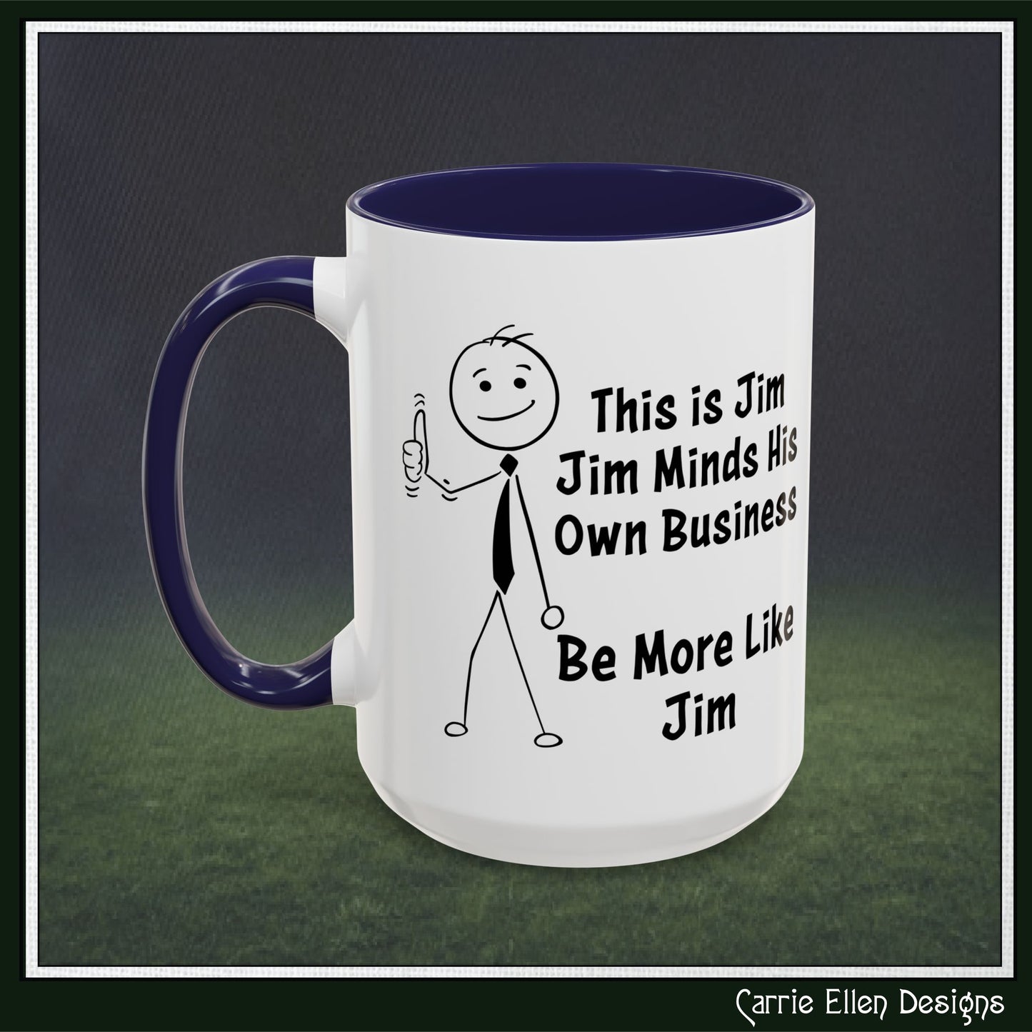 Funny Stick Figure "This is Jim" Accent Color Ceramic Mug | Snarky Humor Coffee Mug, Perfect for Home or Office Decor (P-6050)