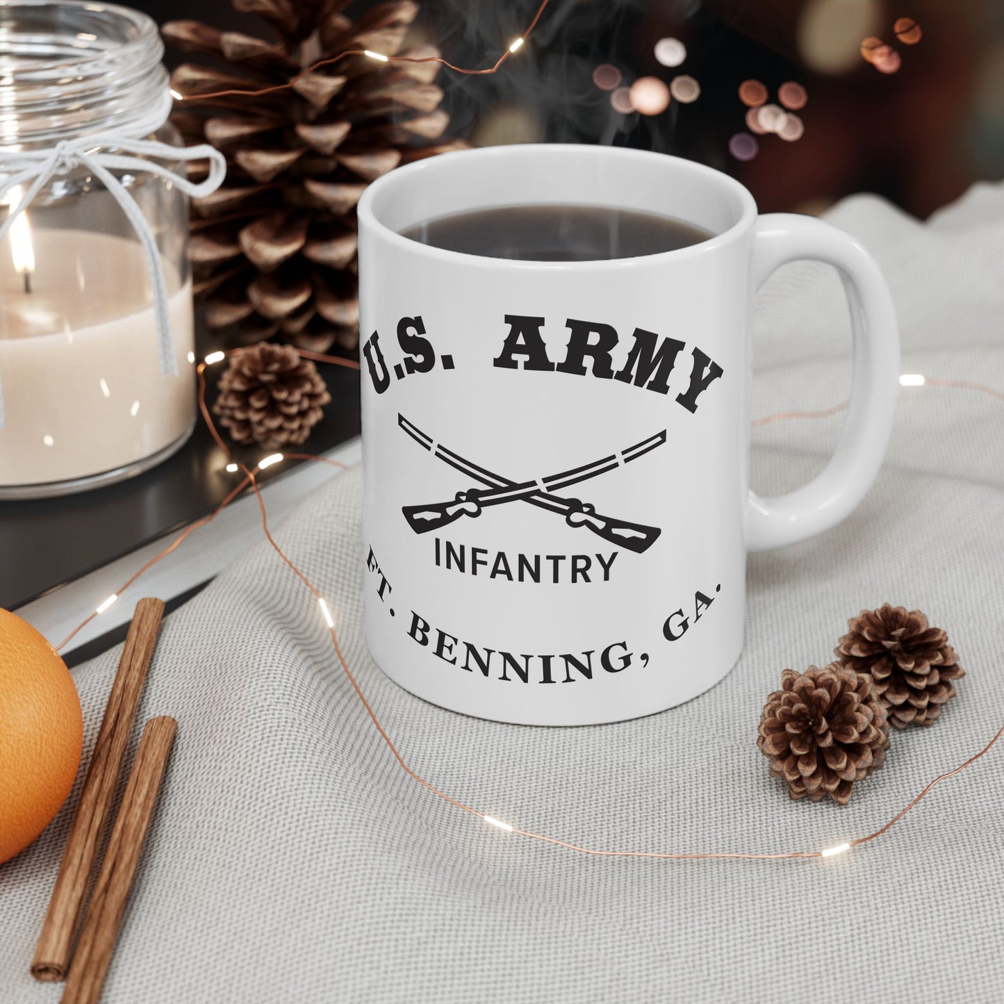 US Army Fort Benning Infantry Ceramic Mug – Vintage WWII U.S. Army Reproduction – 11oz & 15oz (P-6044)