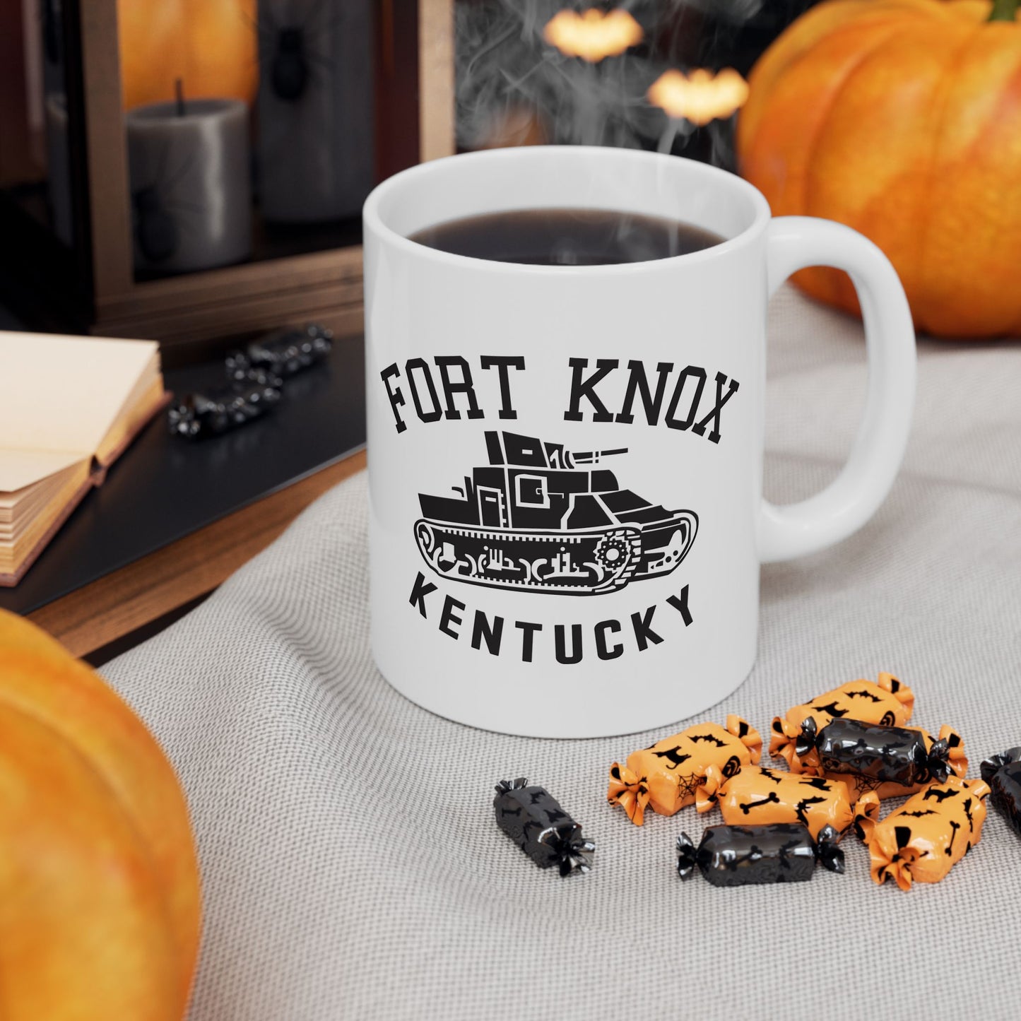 Fort Knox Kentucky Army Tank Ceramic Mug – Vintage WWII U.S. Army Graphic Reproduction – 11oz & 15oz Sizes (P-6048)