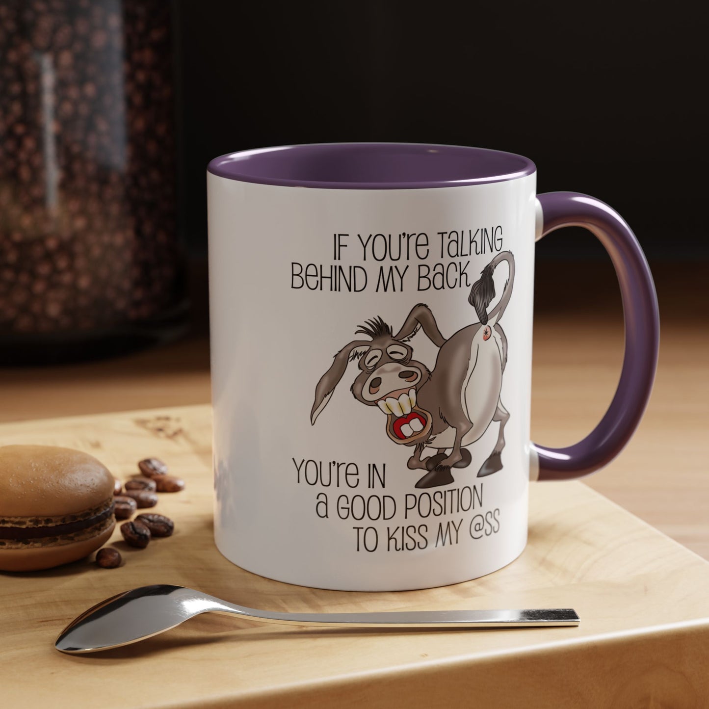Snarky Donkey Kiss Ass Coffee Mug – Unique Ceramic Mug, 11oz & 15oz (P-6084)