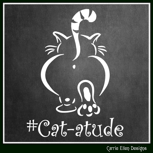 Funny Cat SVG Design, Cat Attitude, #Catatude, Fat Cat Walking Away Vector Art, (1609)