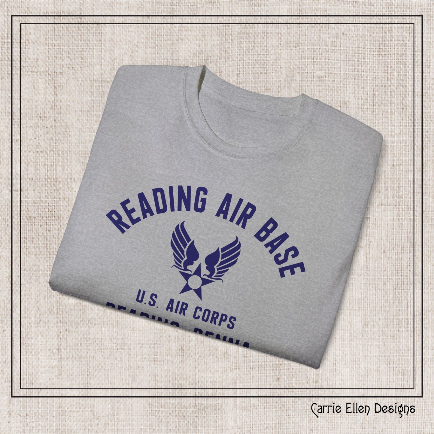 Reading Air Base Short Sleeve Cotton T-Shirt, Vintage WWII Military Design – Heavyweight 100% Cotton Tee (P-6037)