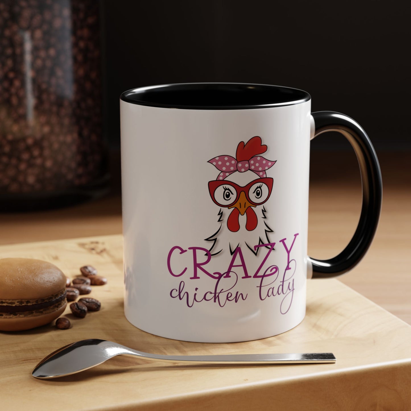 Crazy Chicken Lady Accent Coffee Mug | Funny Gift for Chicken Lovers, Farmhouse Décor | 11oz & 15oz (P-6077)
