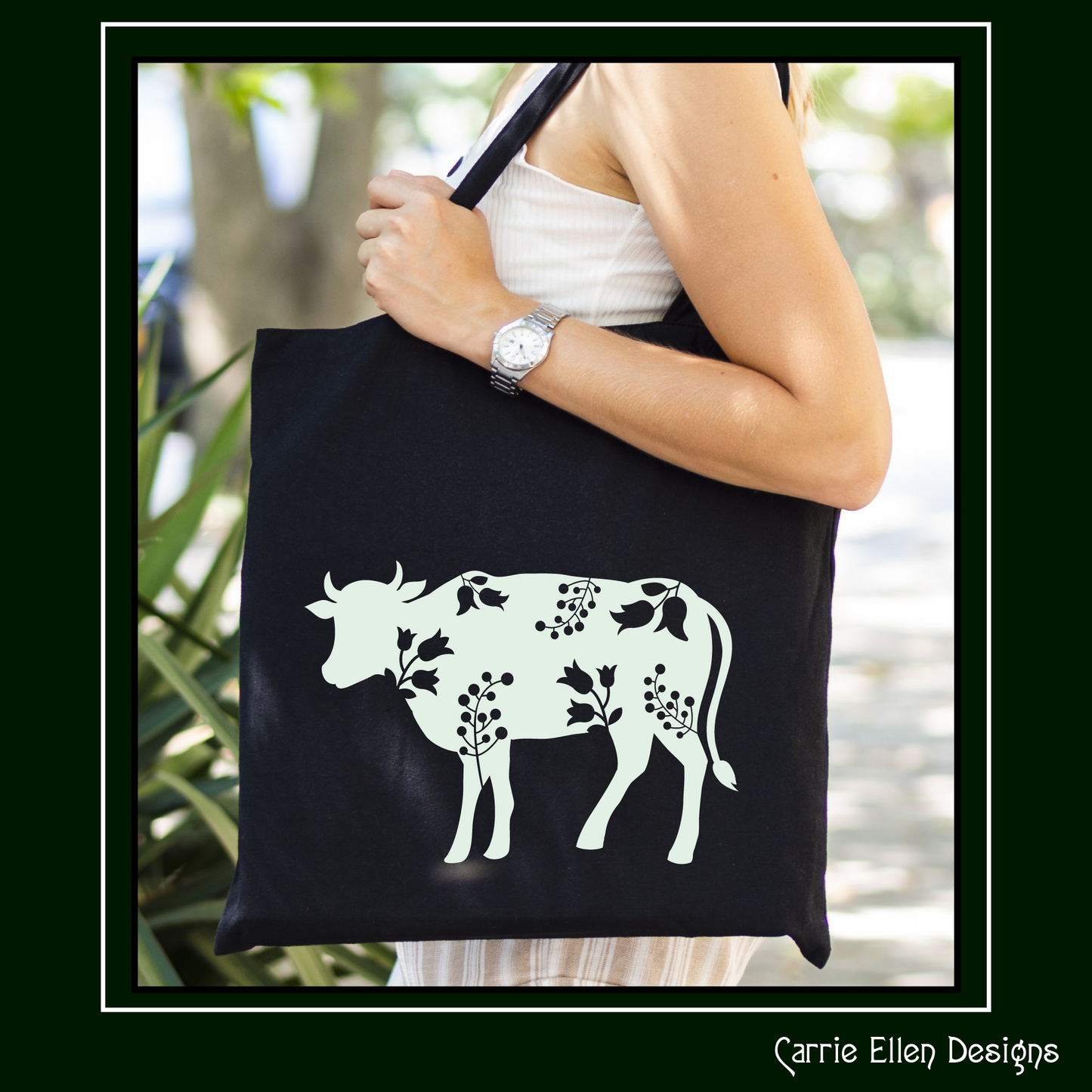 Floral Cow Vector Clipart, Bovine Silhouette with Flowers, Wildflower Farm Animal Silhouette, (1626)