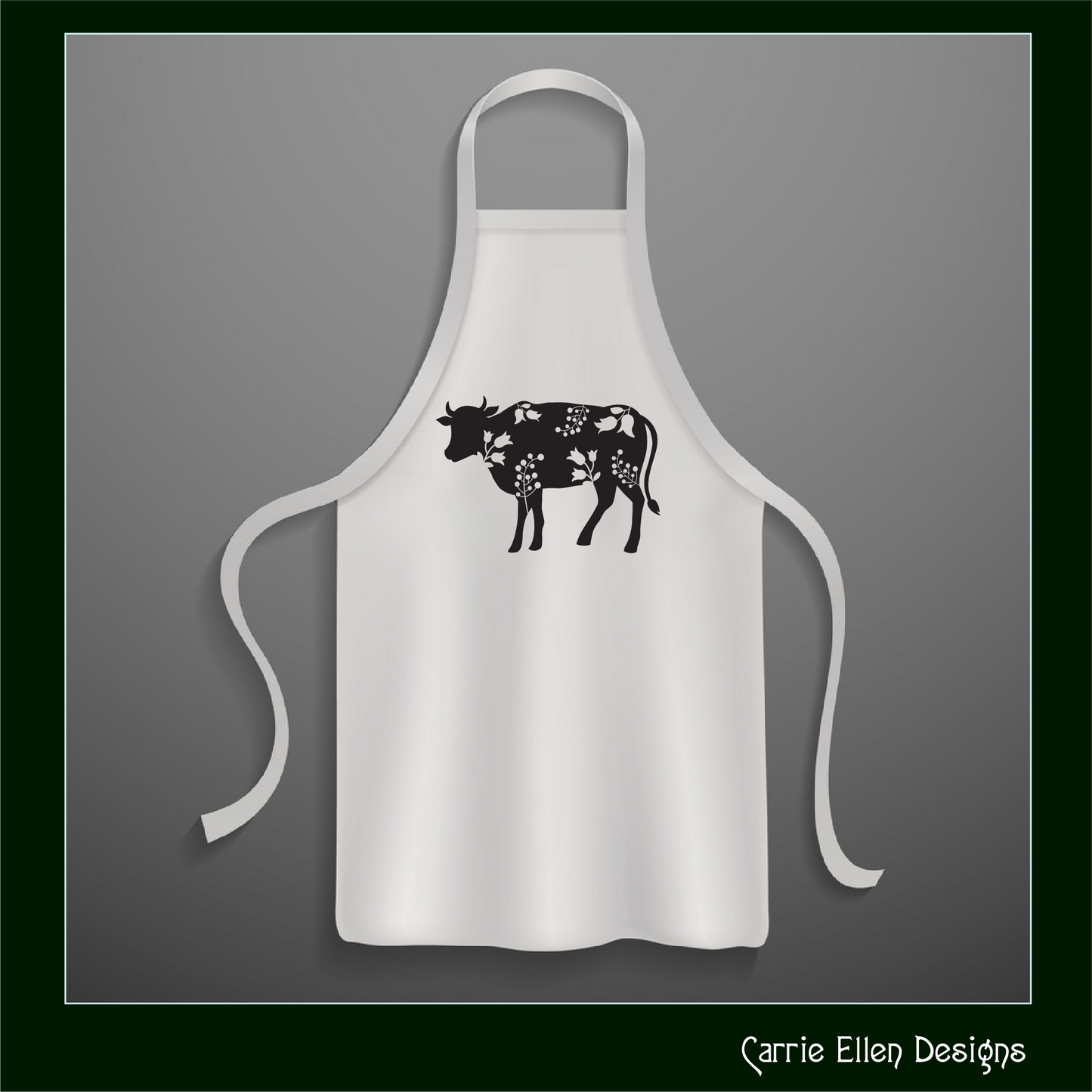 Floral Cow Vector Clipart, Bovine Silhouette with Flowers, Wildflower Farm Animal Silhouette, (1626)