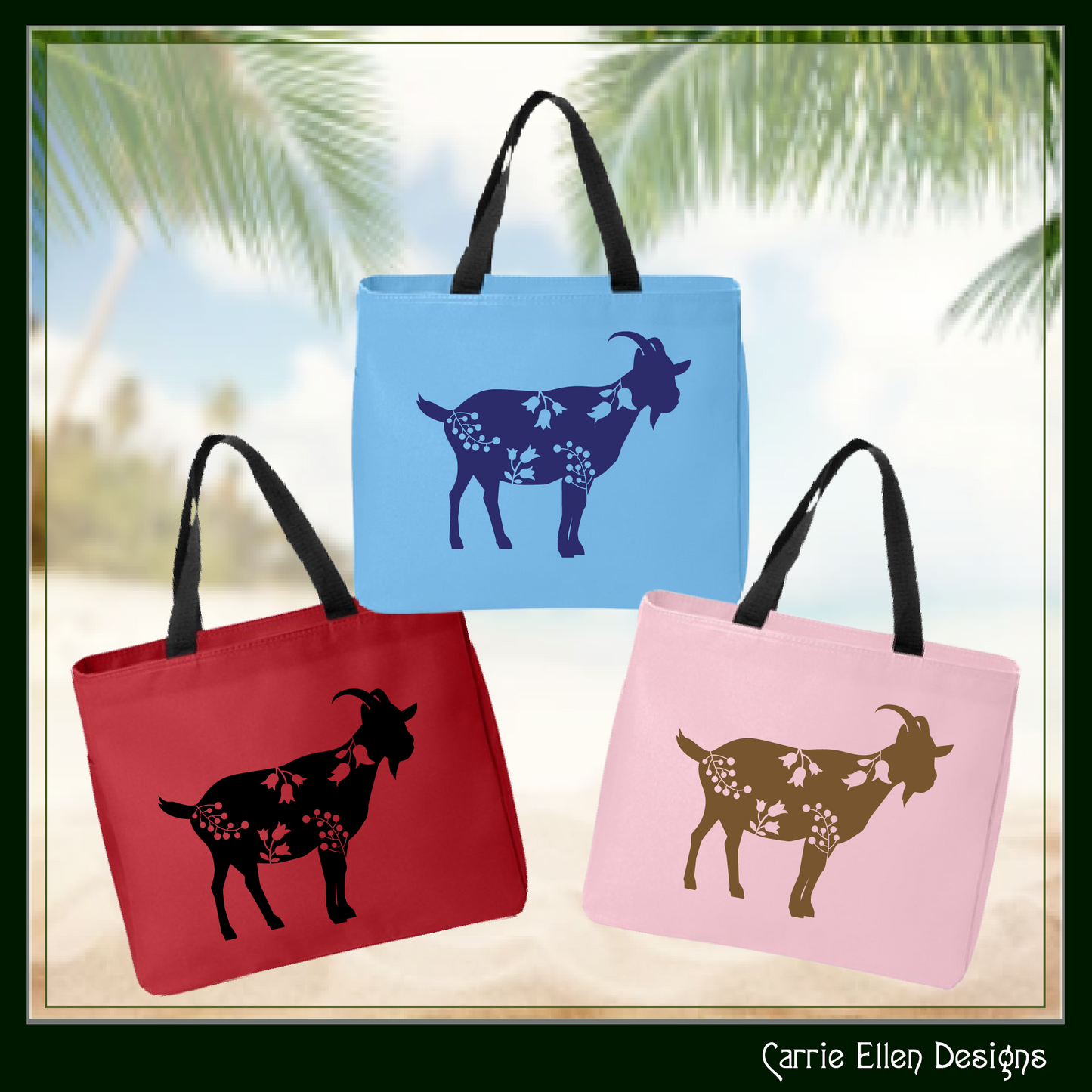 Floral Goat Vector Clipart, Farm Animal Silhouette with Wildflowers (1633)