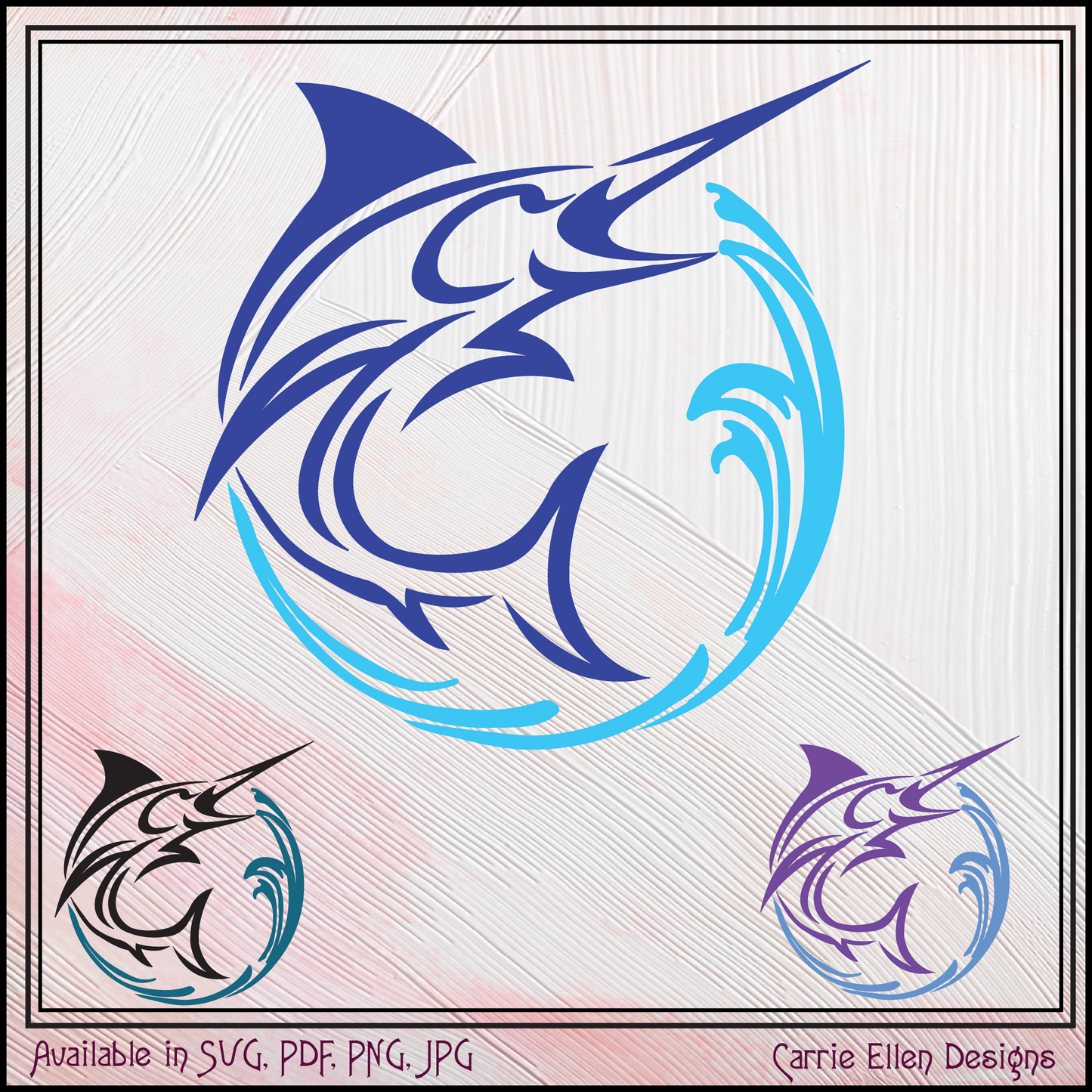 Pacific Blue Marlin SVG, North Atlantic Swordfish, Marlin Sailfish Vector Clipart Print Files (1649)