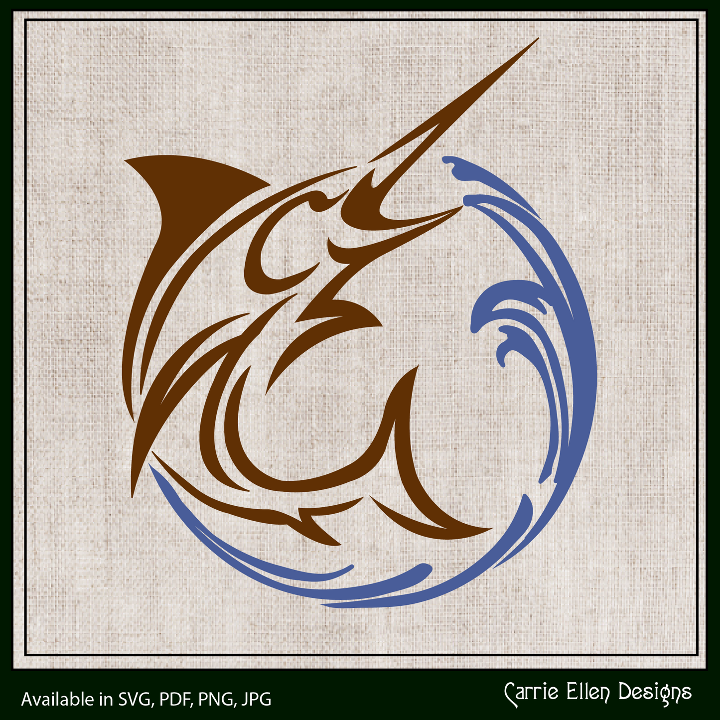 Pacific Blue Marlin SVG, North Atlantic Swordfish, Marlin Sailfish Vector Clipart Print Files (1649)