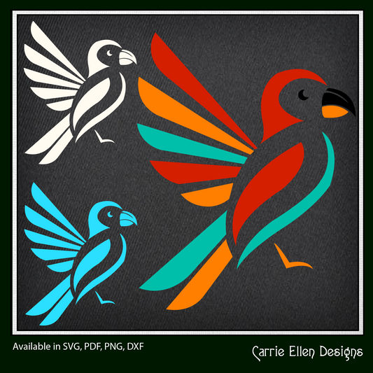 Artistic Parrot SVG Design, Colorful Jungle Bird Vector Clipart, Cockatoo Wildlife Art (1652)