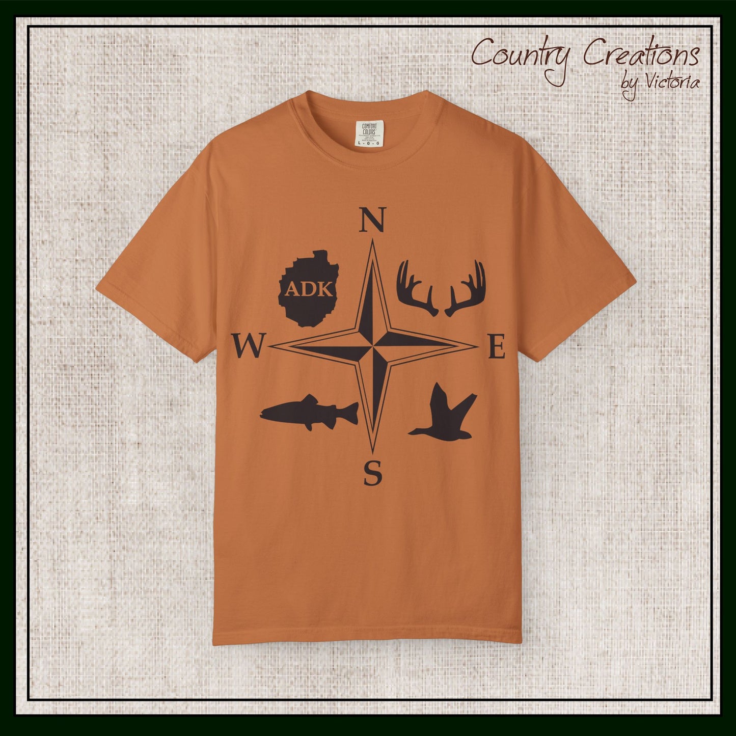 Adirondack Adventurers Compass Comfort Colors Short Sleeve Unisex T-Shirt - ADK Hunters Compass (P6027)
