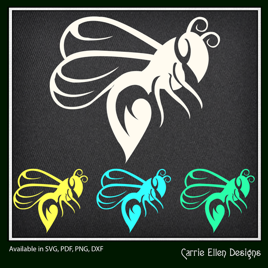 Bee Silhouette SVG Art, Wasp Insect Vector File, Minimalist Design Crafts (1661)