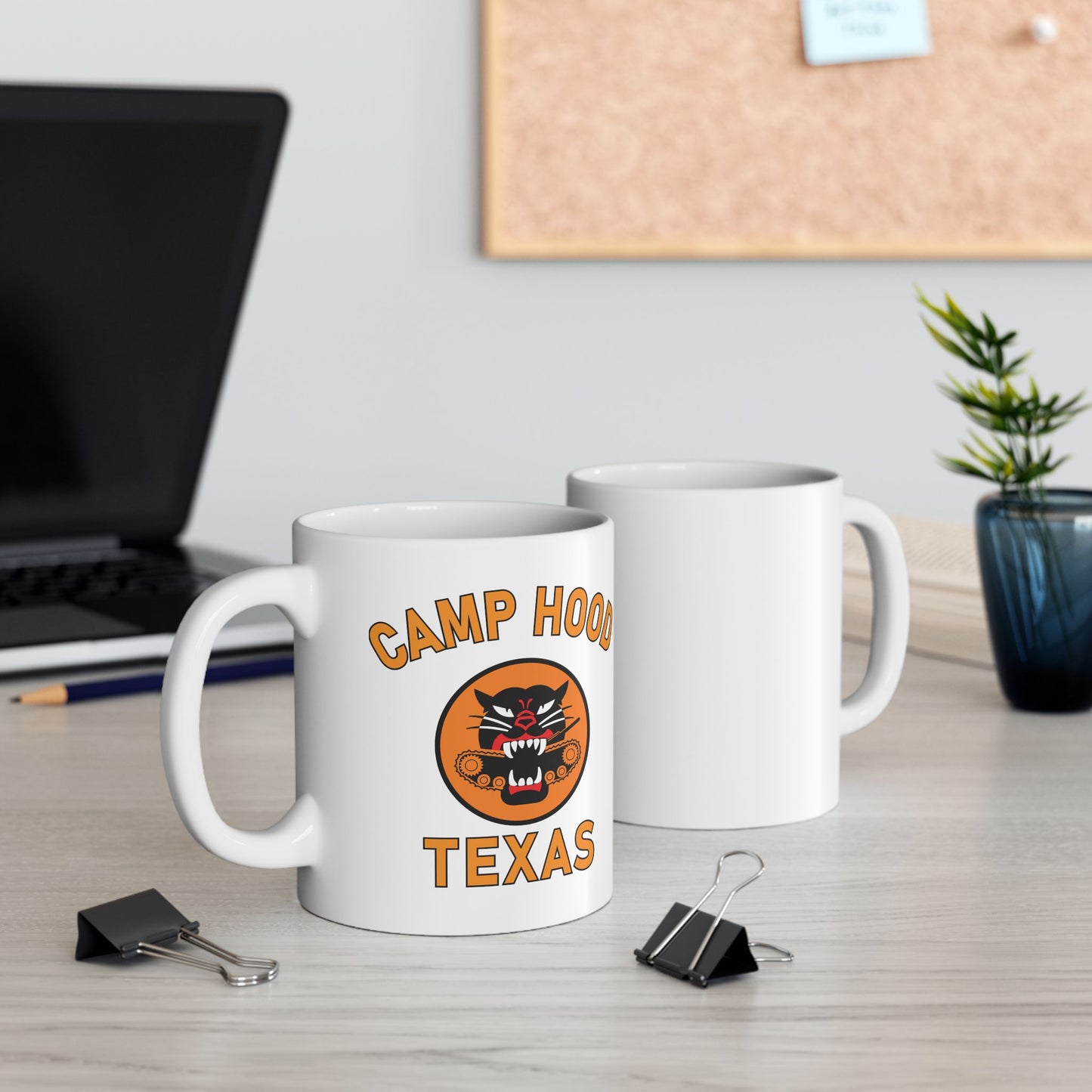 Camp Hood Tank Destroyer Battalion Ceramic Mug, Vintage WWII Military Camp Design – 11oz & 15oz Sizes (P-6036)