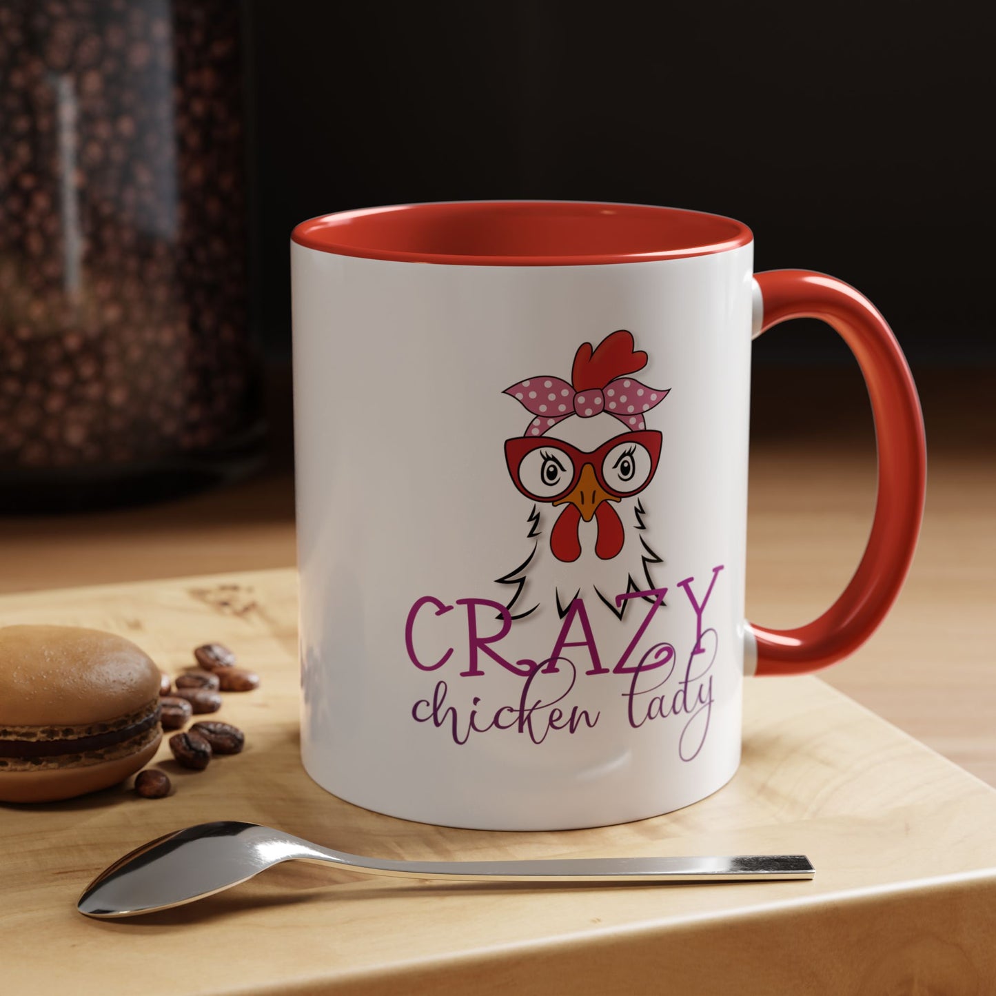 Crazy Chicken Lady Accent Coffee Mug | Funny Gift for Chicken Lovers, Farmhouse Décor | 11oz & 15oz (P-6077)