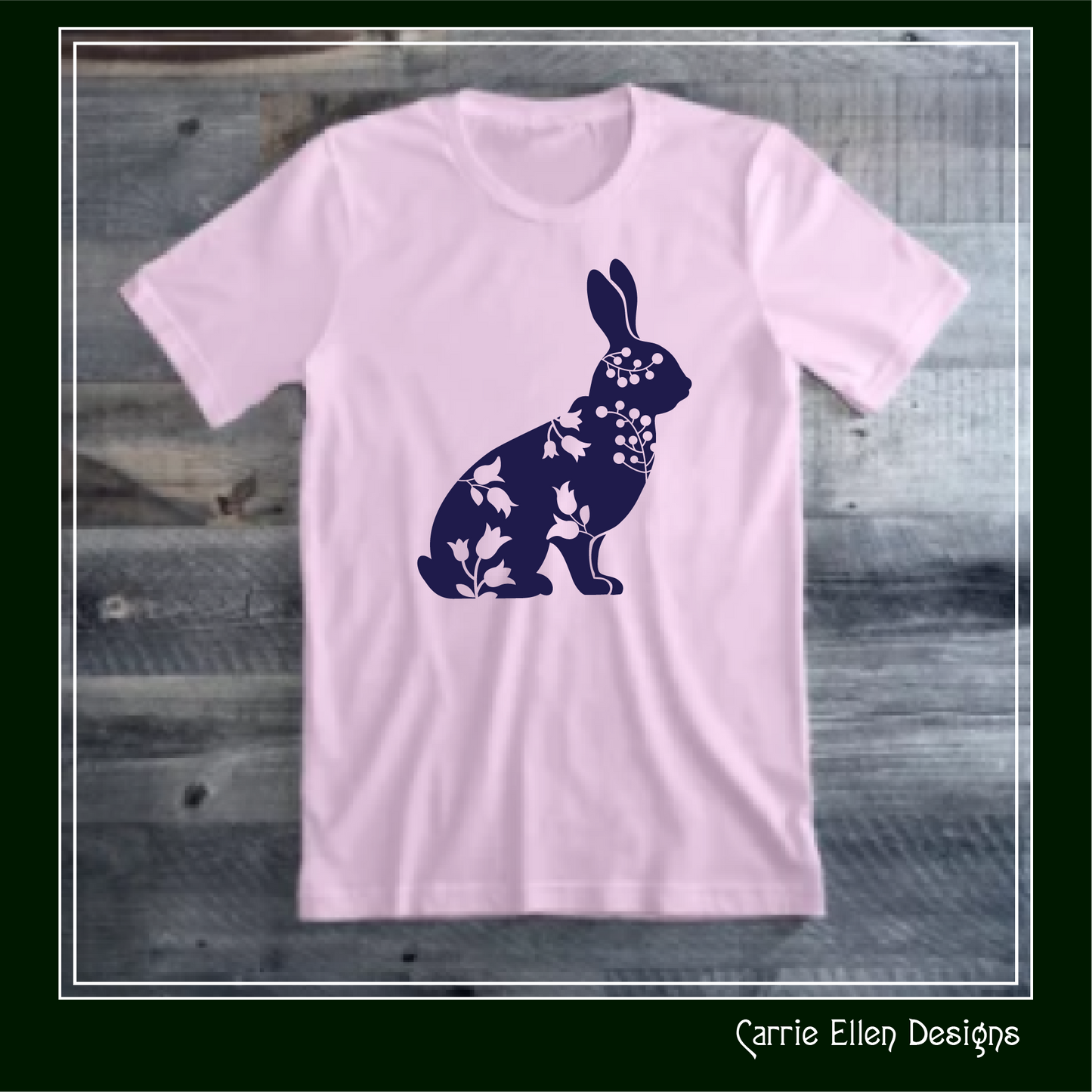 Floral Rabbit Vector Clipart, Farm Animal Silhouette with Wildflowers (1673)