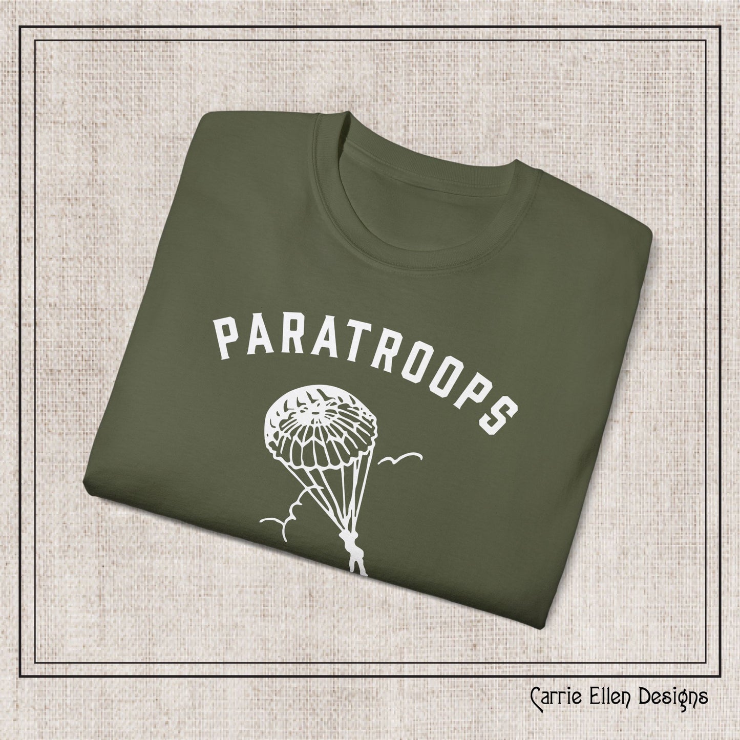 Camp Mackall Paratroops Short Sleeve T-Shirt – Vintage WWII Military Camp Design – Heavyweight 100% Cotton Tee (P-6032)