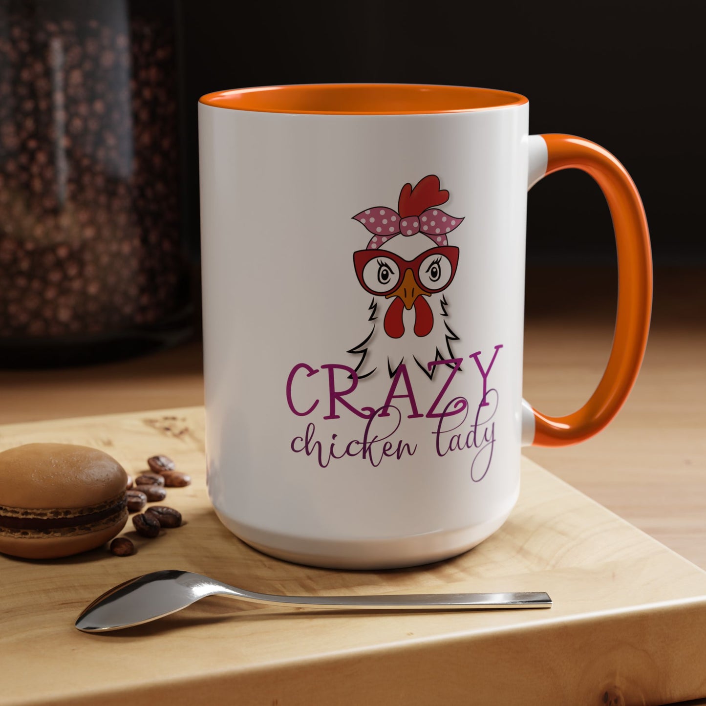 Crazy Chicken Lady Accent Coffee Mug | Funny Gift for Chicken Lovers, Farmhouse Décor | 11oz & 15oz (P-6077)